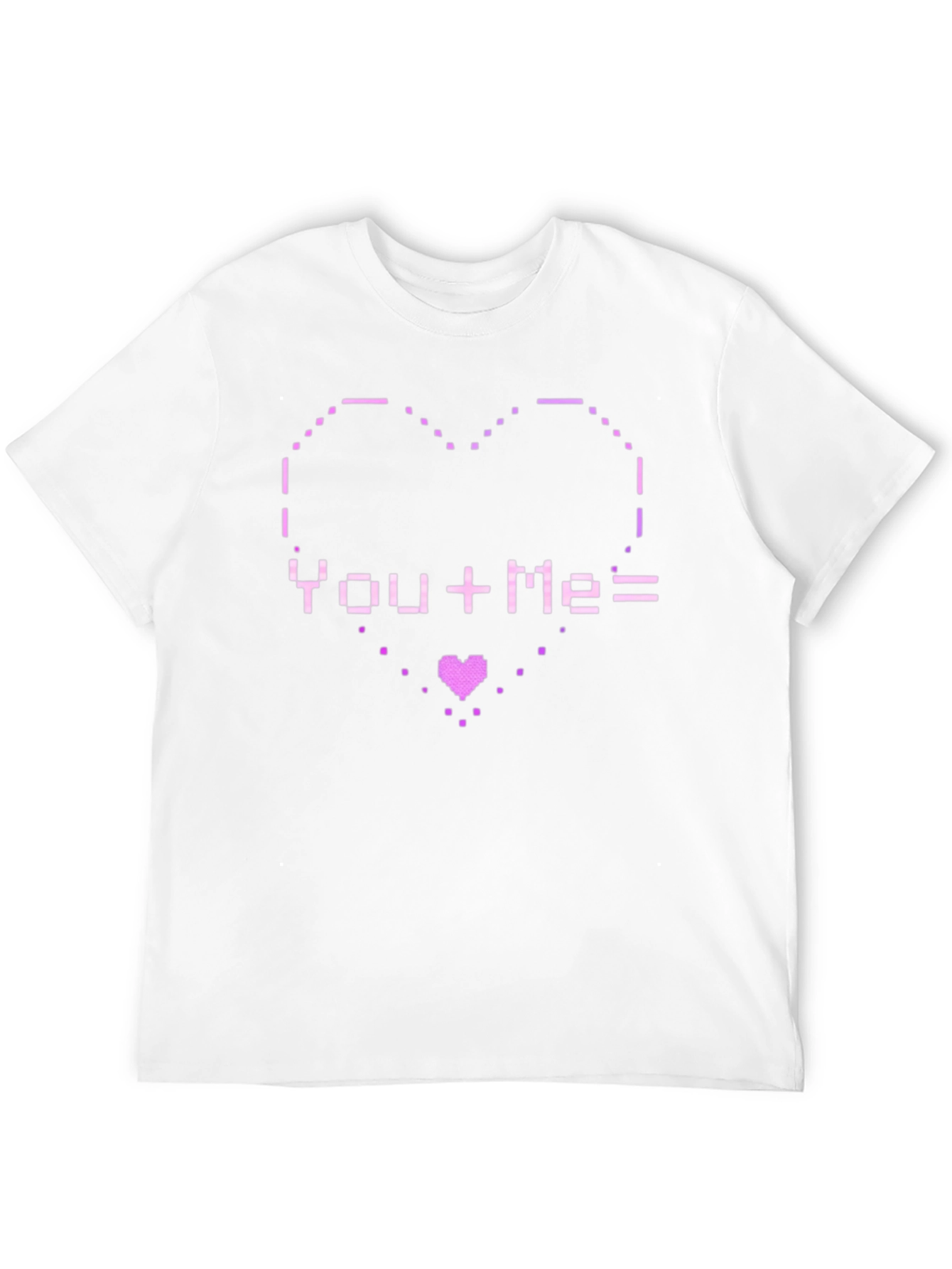Pixel Heart You+Me= Love Graphic T-Shirt