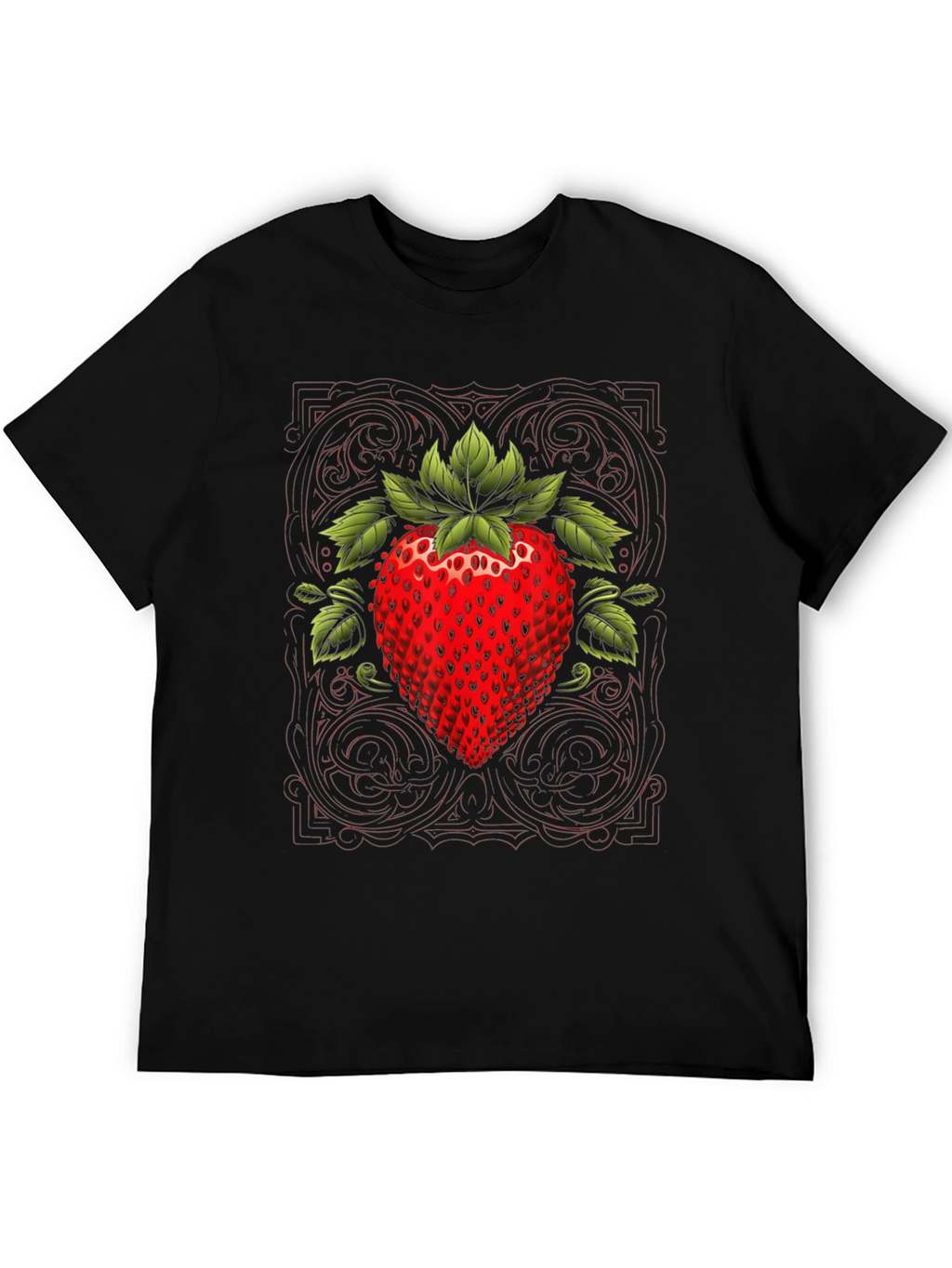 Strawberry Graphic Print Black Tee