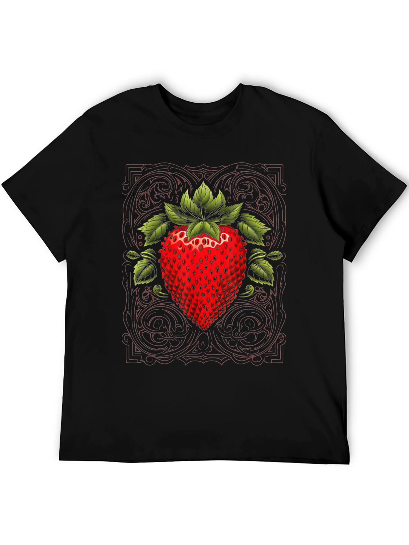 Strawberry Graphic Print Black Tee