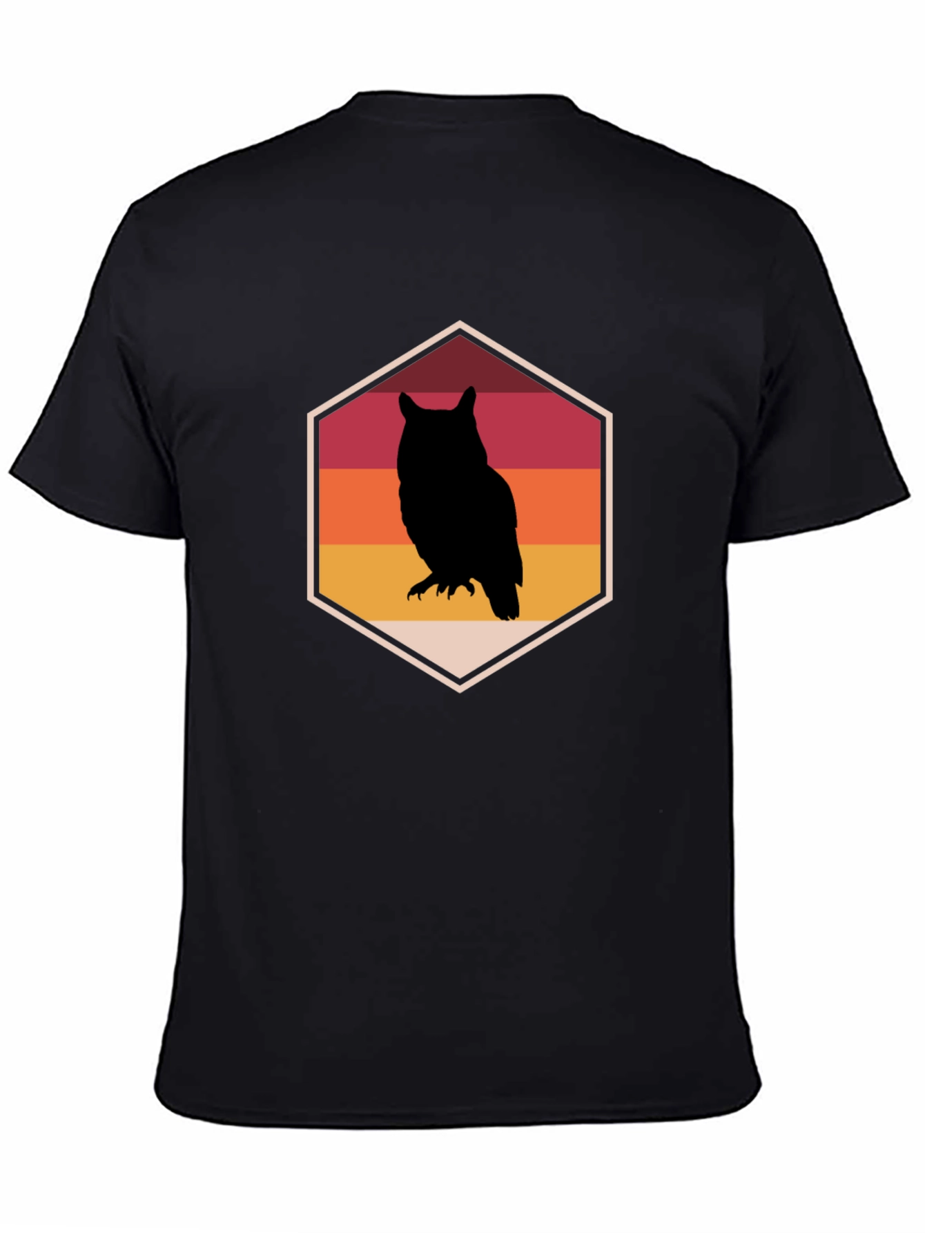 Retro Owl Graphic Tee - Mens Black T-Shirt