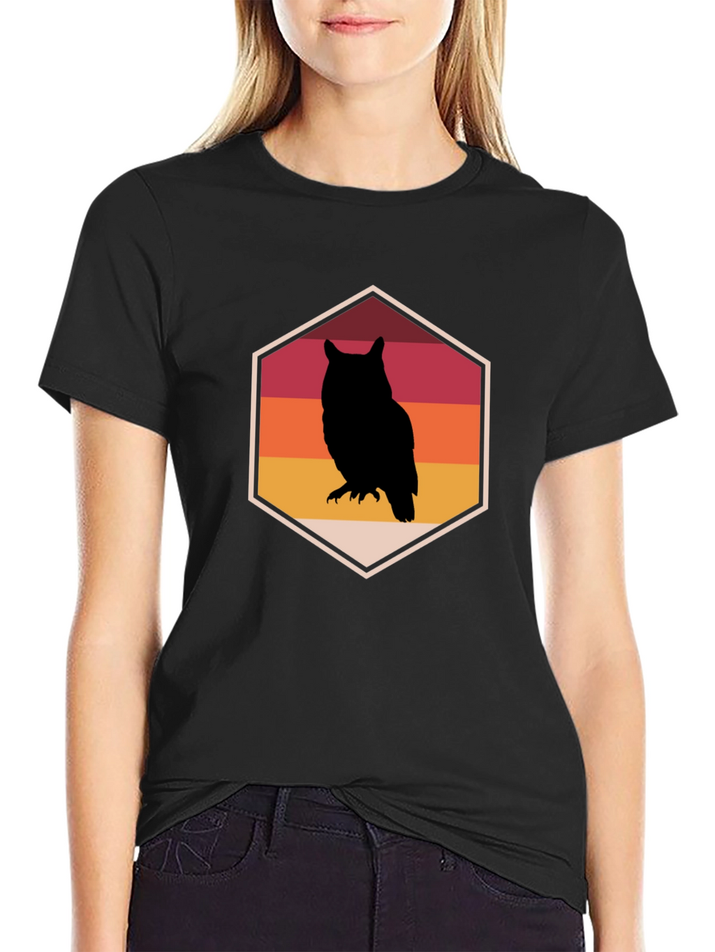 Retro Owl Graphic Tee - Mens Black T-Shirt