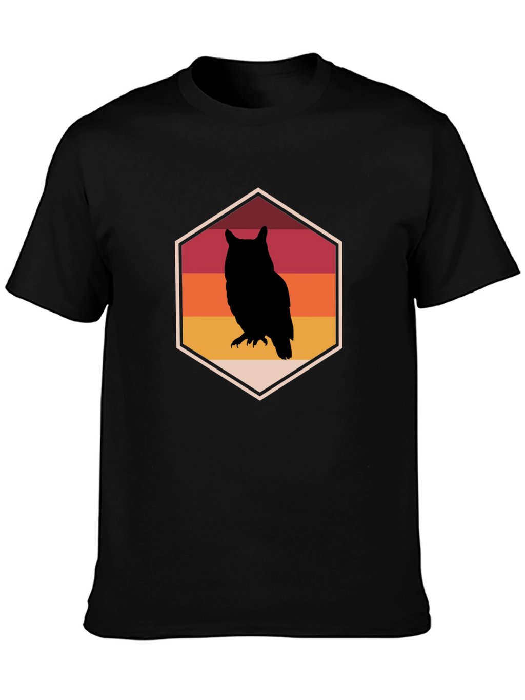 Retro Owl Graphic Tee - Mens Black T-Shirt