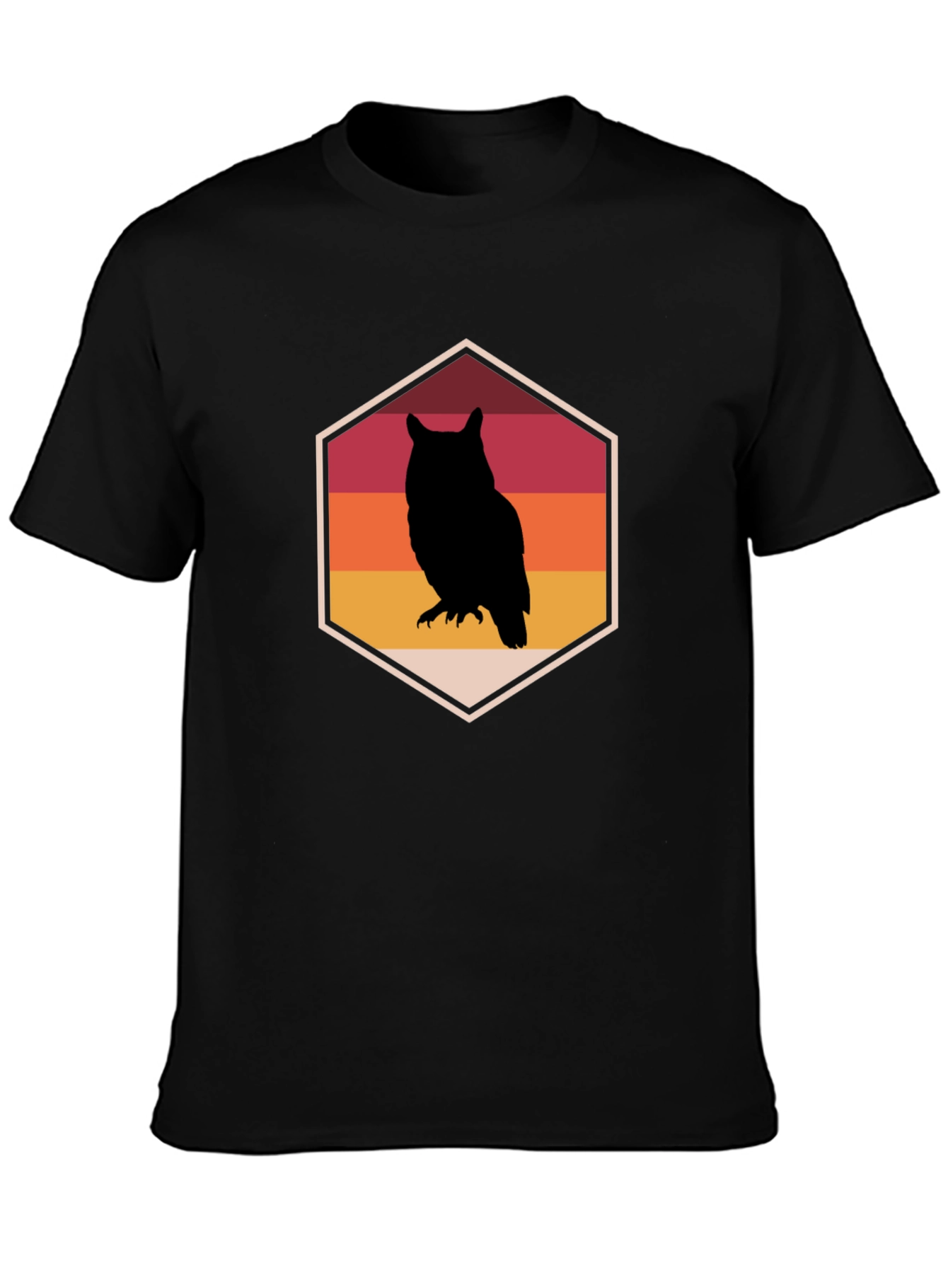 Retro Owl Graphic Tee - Mens Black T-Shirt