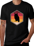 Retro Owl Graphic Tee - Mens Black T-Shirt