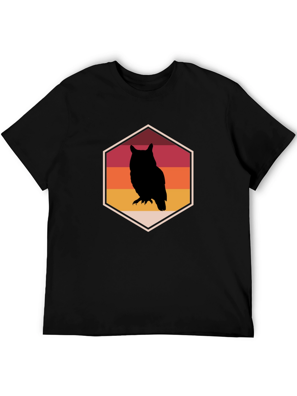 Retro Owl Graphic Tee - Mens Black T-Shirt