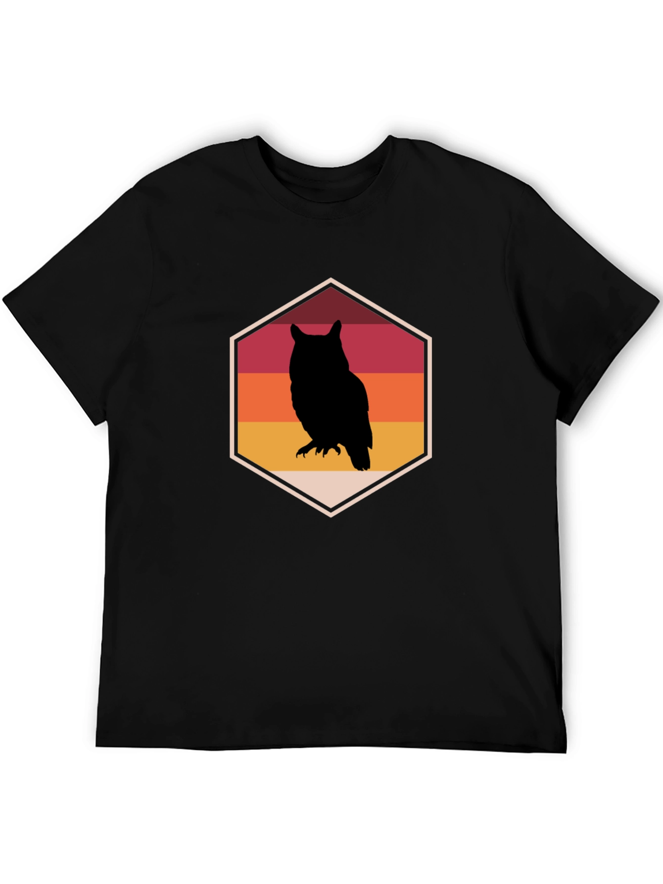 Retro Owl Graphic Tee - Mens Black T-Shirt