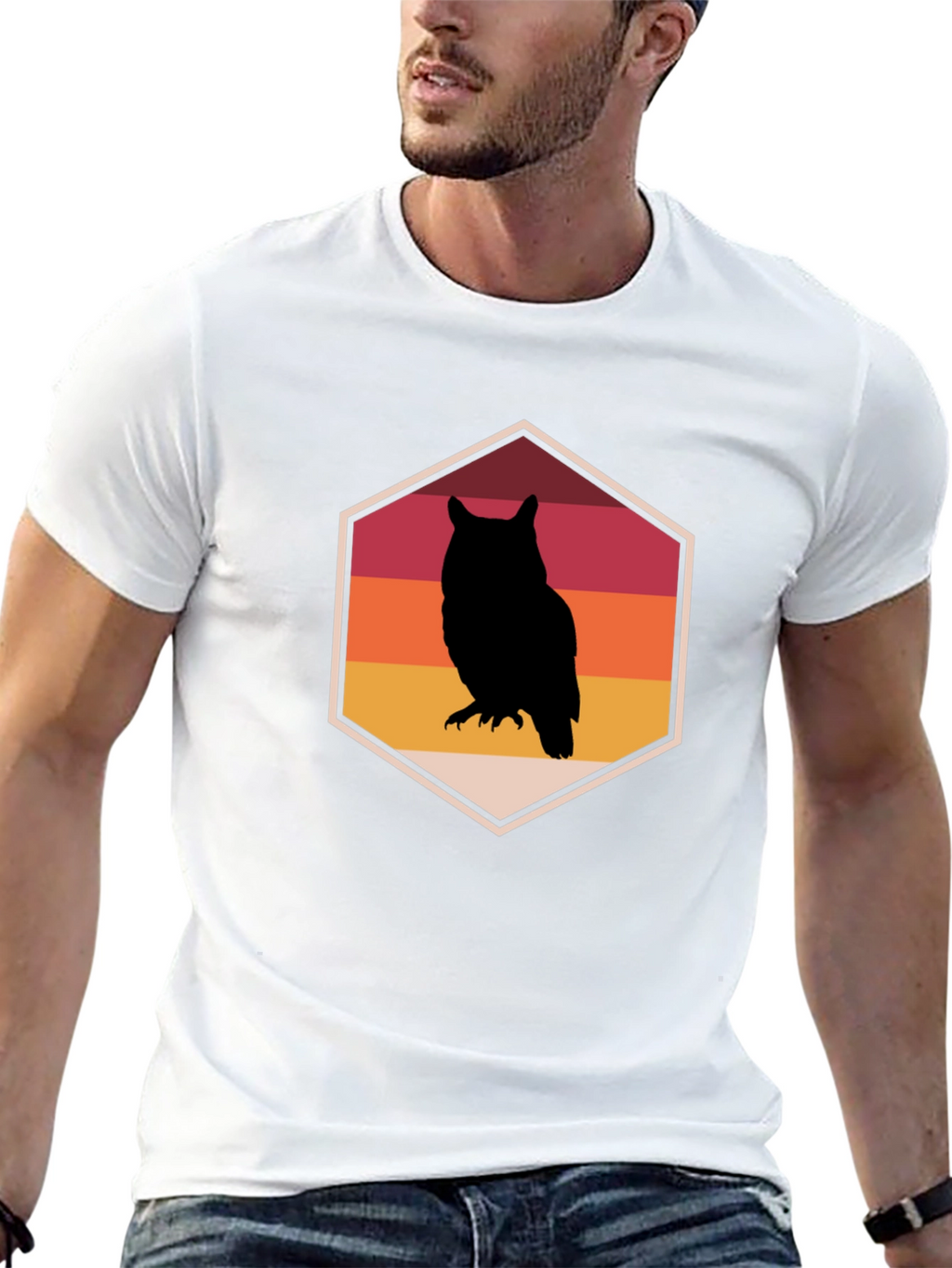 Retro Owl Graphic Tee - Mens Black T-Shirt