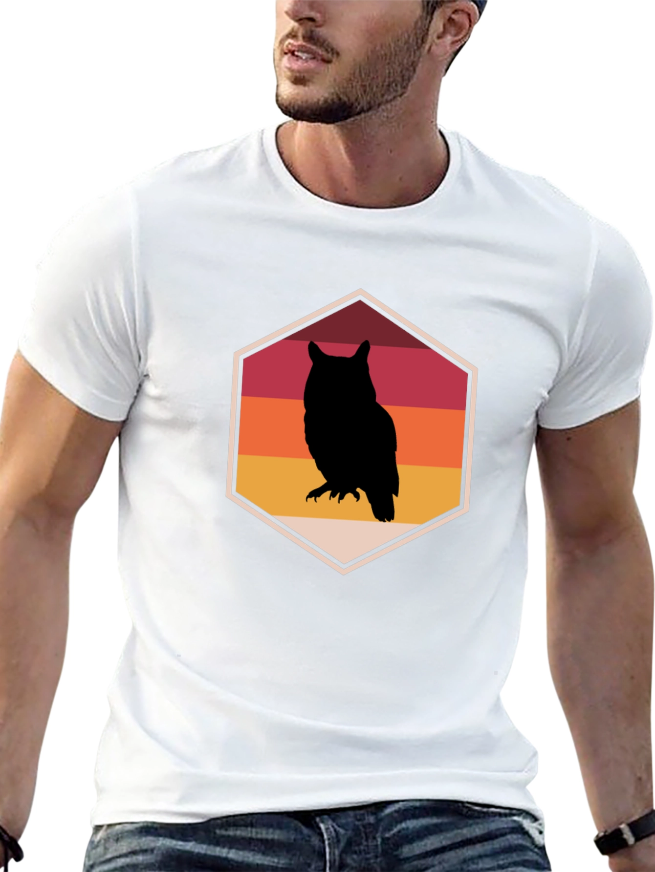 Retro Owl Graphic Tee - Mens Black T-Shirt