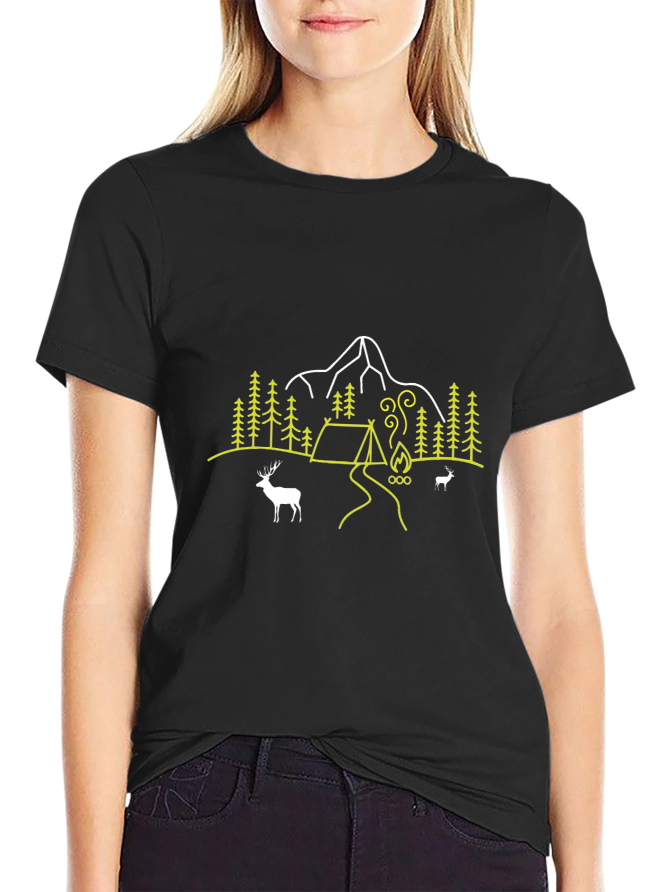Outdoor Adventure Graphic Tee - Mountain Campfire Design