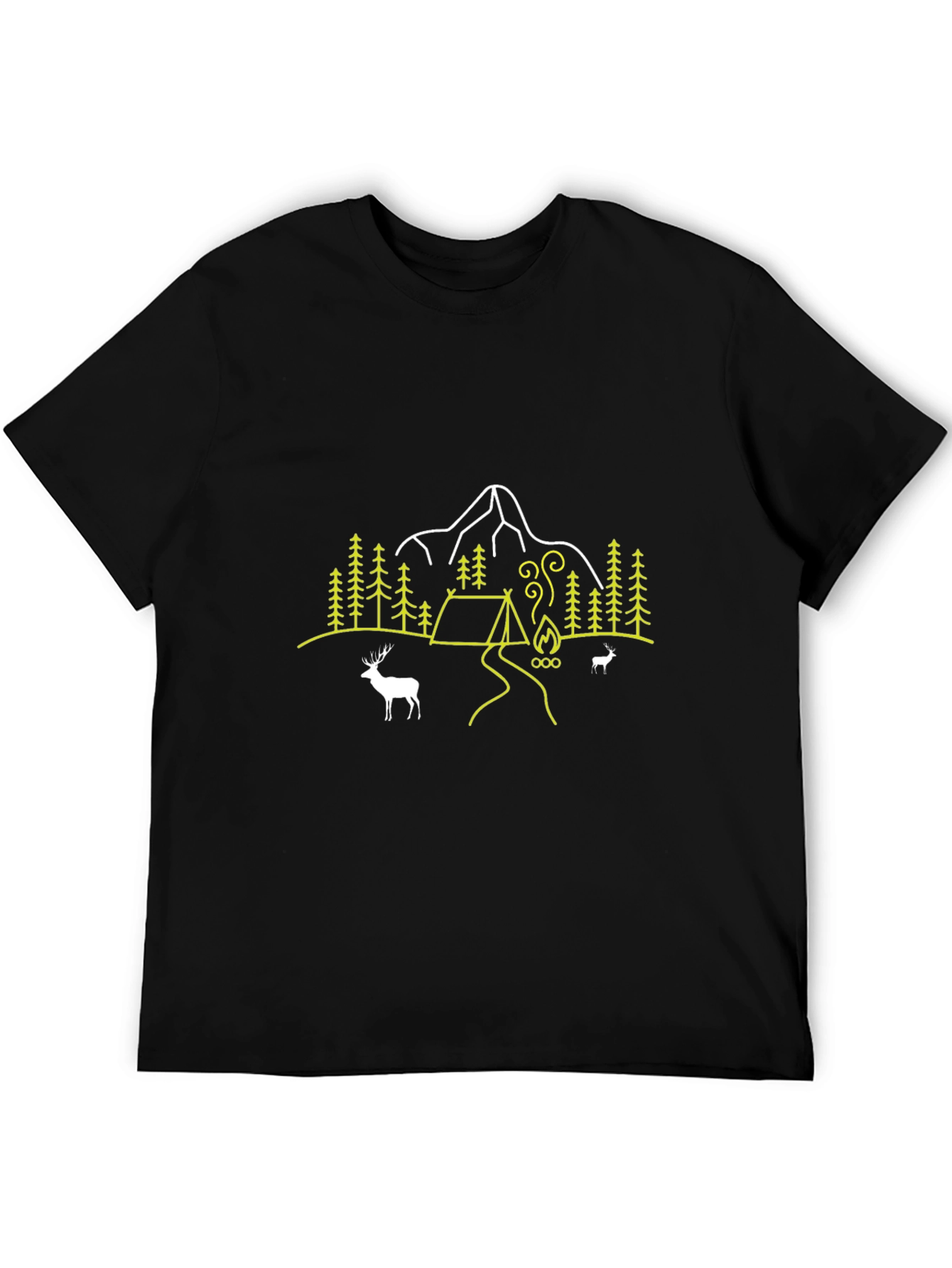 Outdoor Adventure Graphic Tee - Mountain Campfire Design