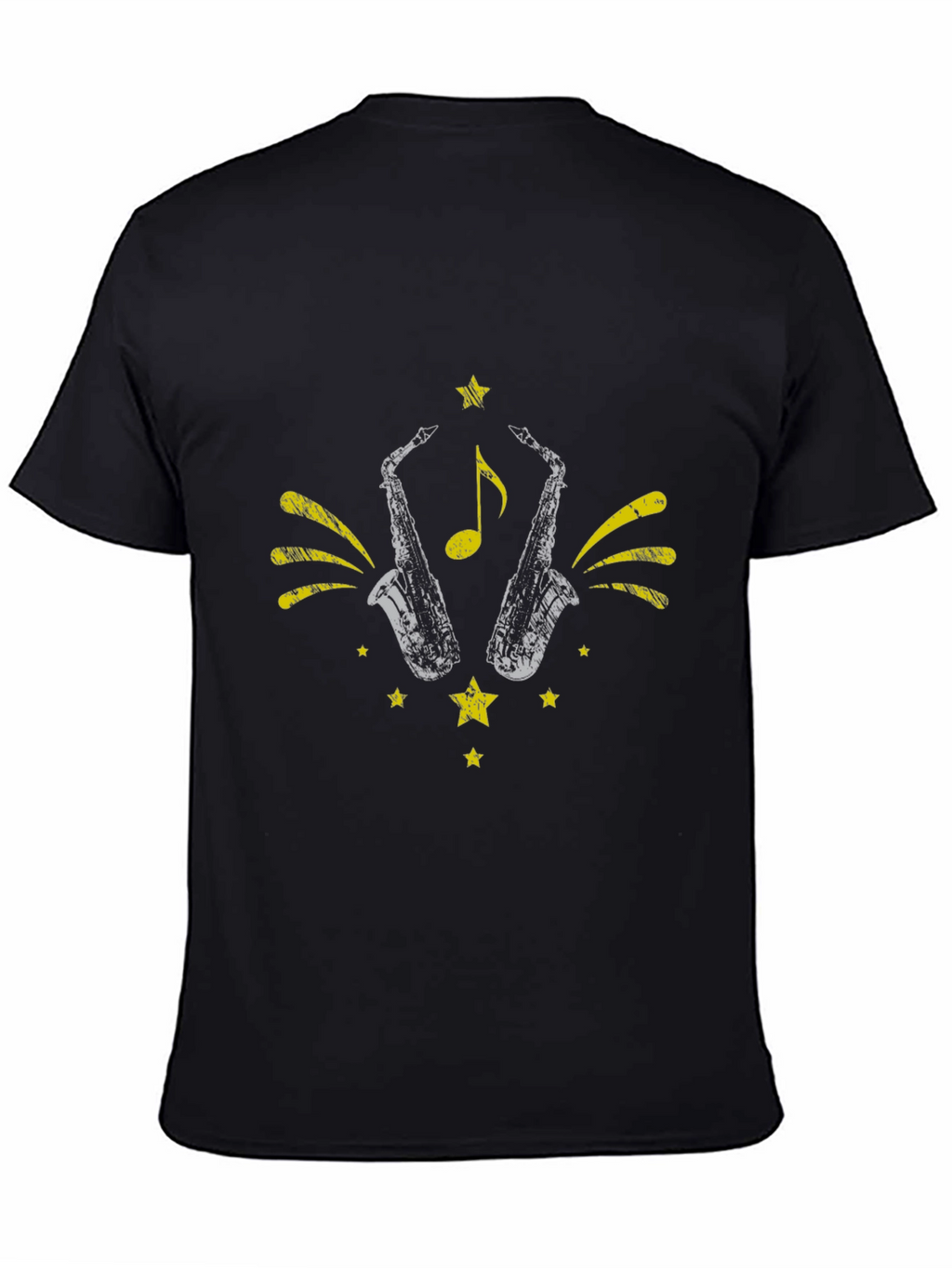 Stylish Black Saxophone Graphic Tee