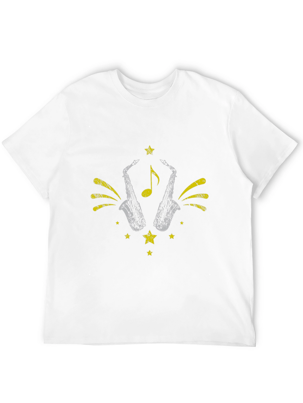 Stylish Black Saxophone Graphic Tee