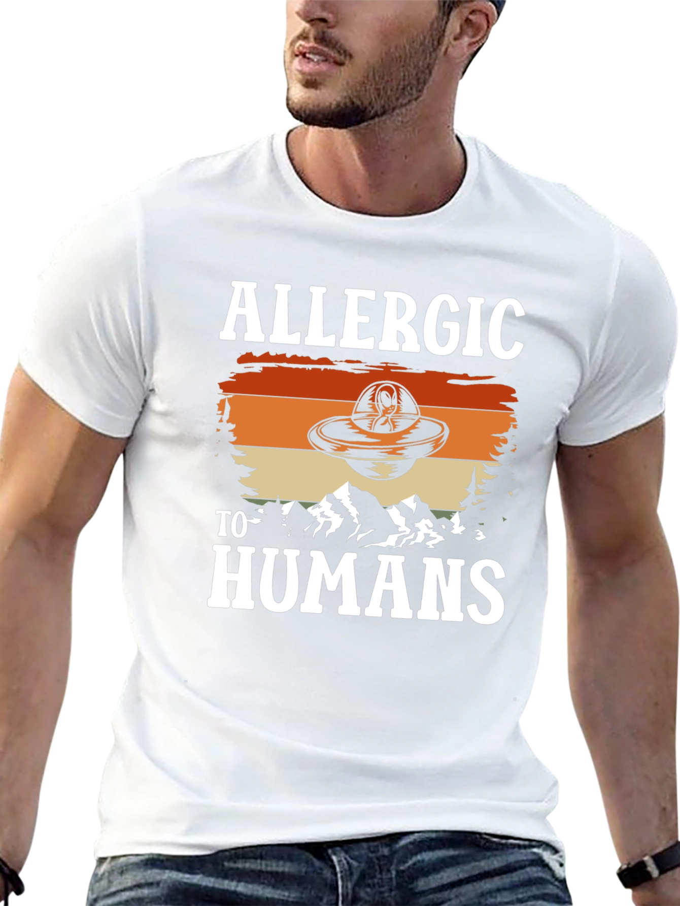 Allergic to Humans UFO T-Shirt - Funny Alien Design