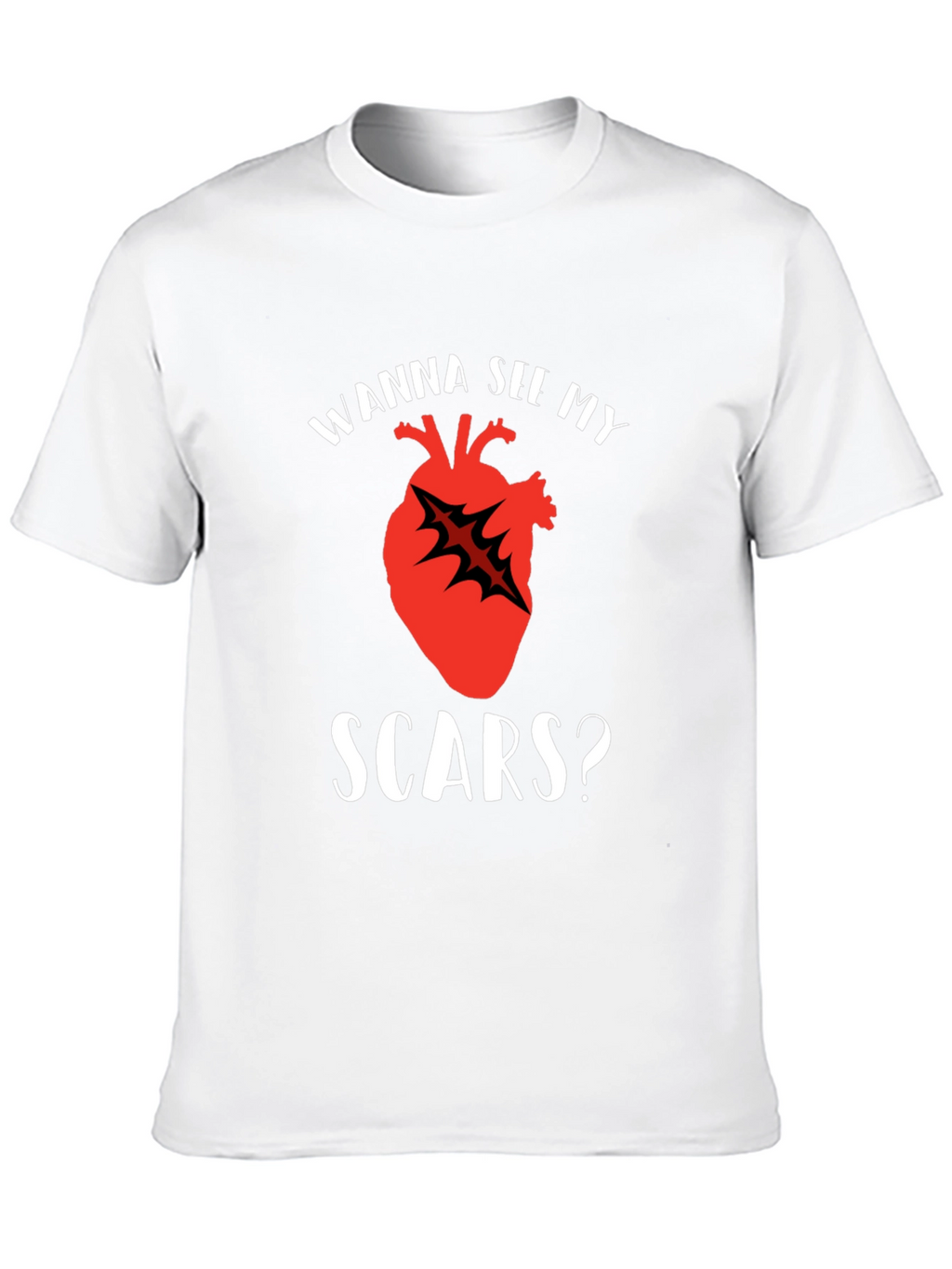 Wanna See My Scars Heart T-Shirt