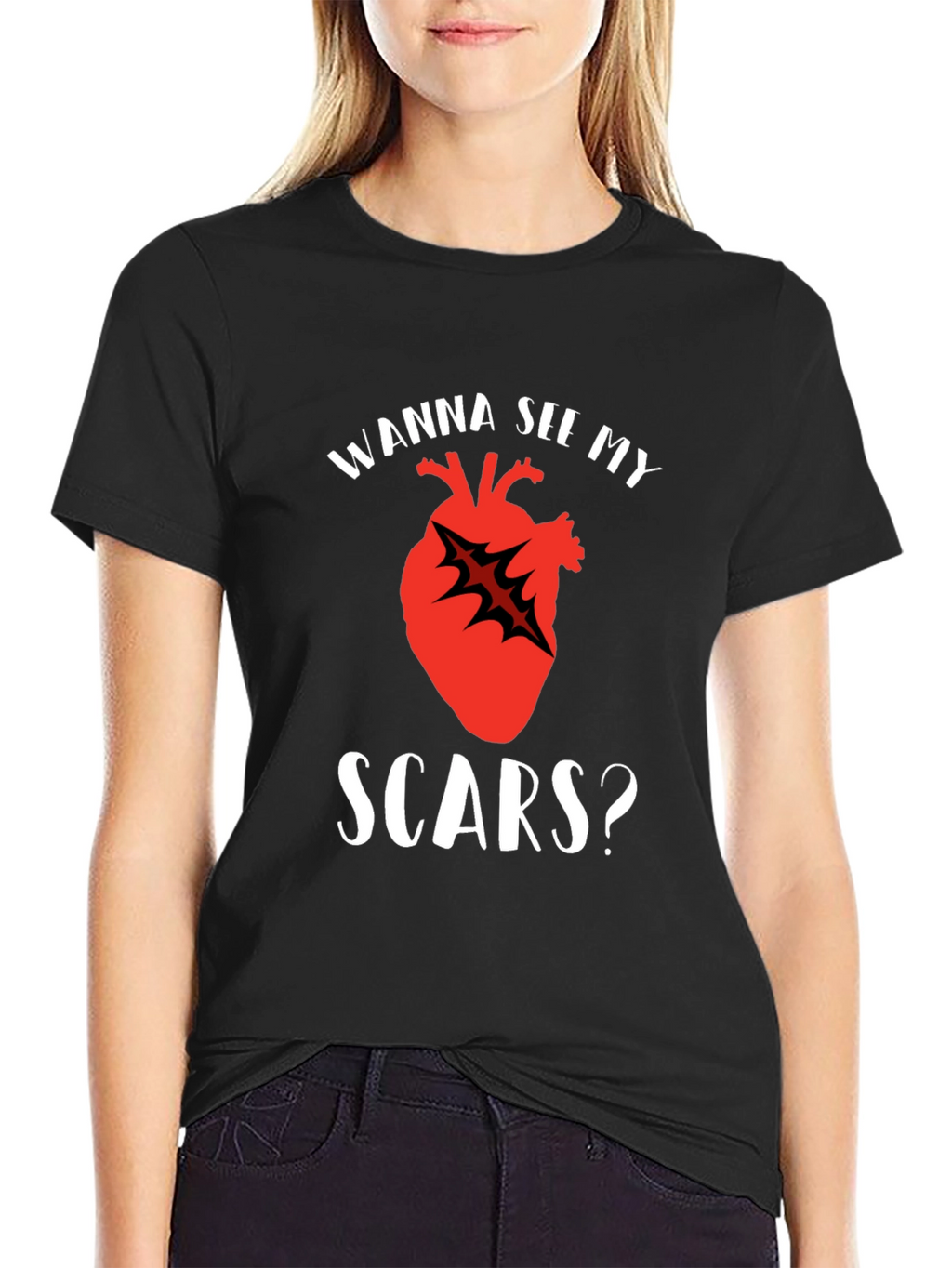 Wanna See My Scars Heart T-Shirt