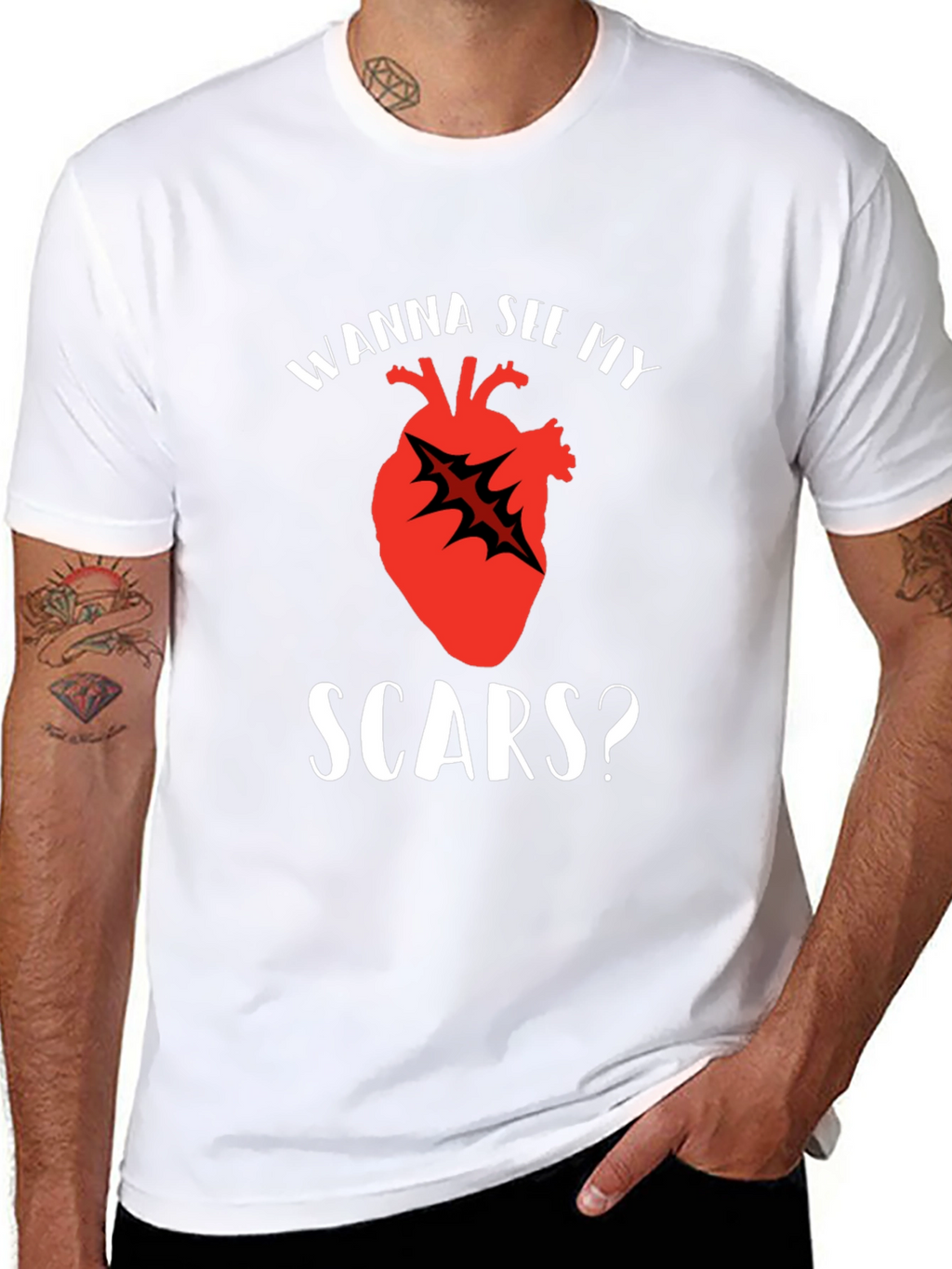 Wanna See My Scars Heart T-Shirt
