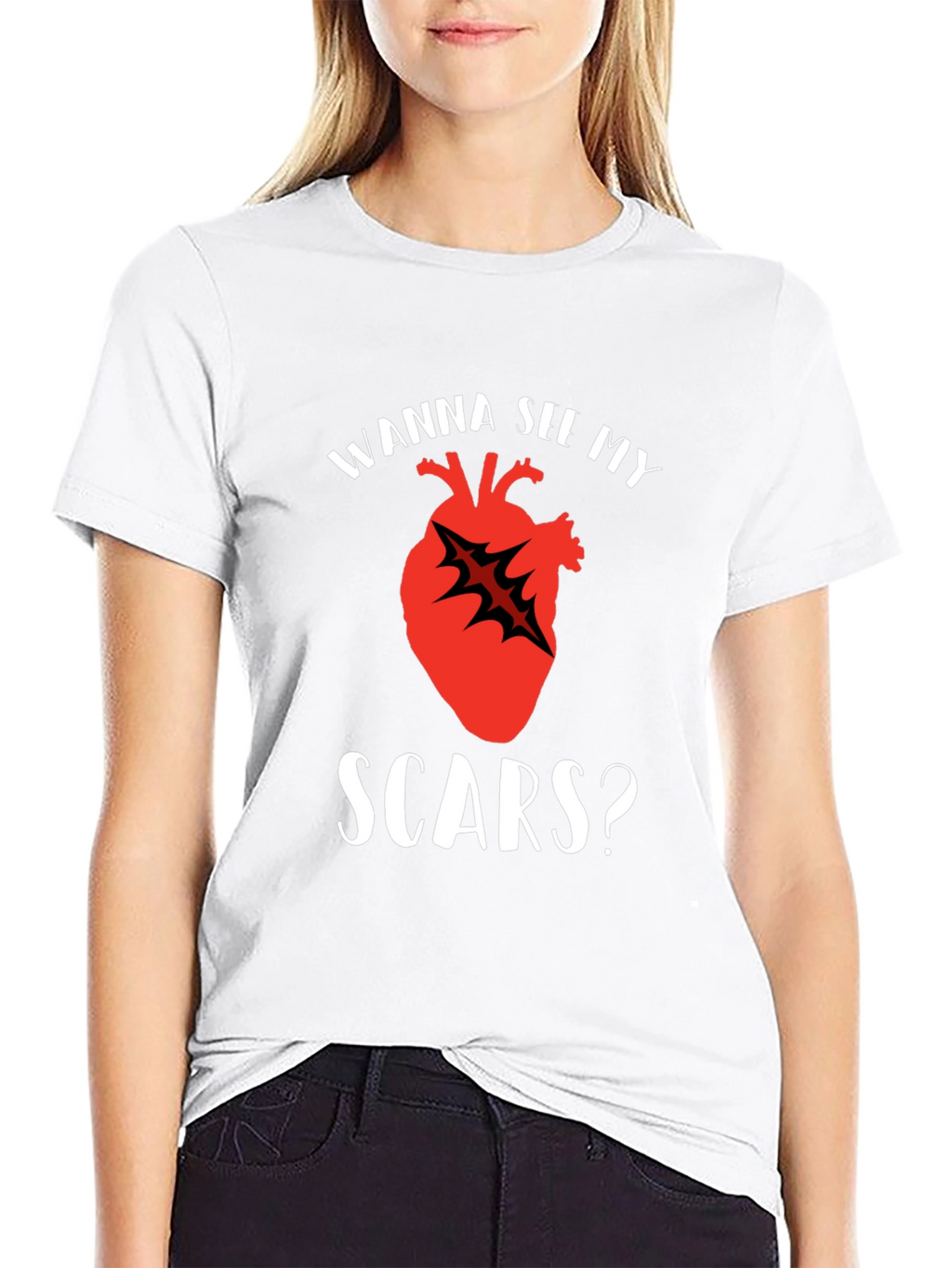Wanna See My Scars Heart T-Shirt