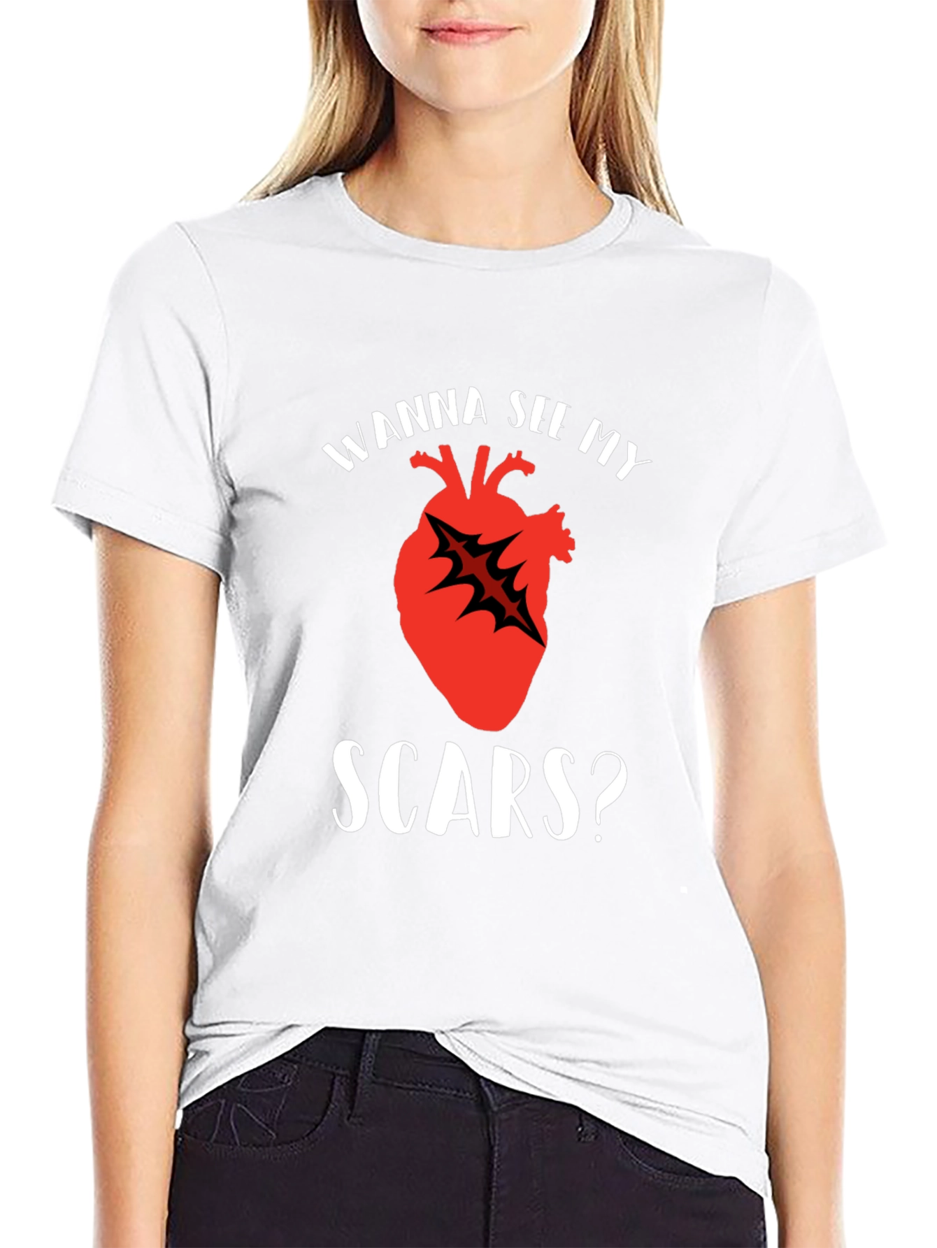 Wanna See My Scars Heart T-Shirt