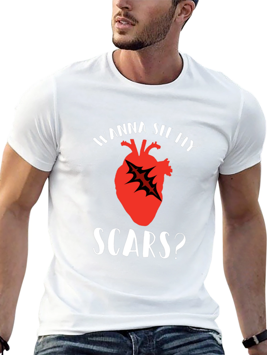 Wanna See My Scars Heart T-Shirt