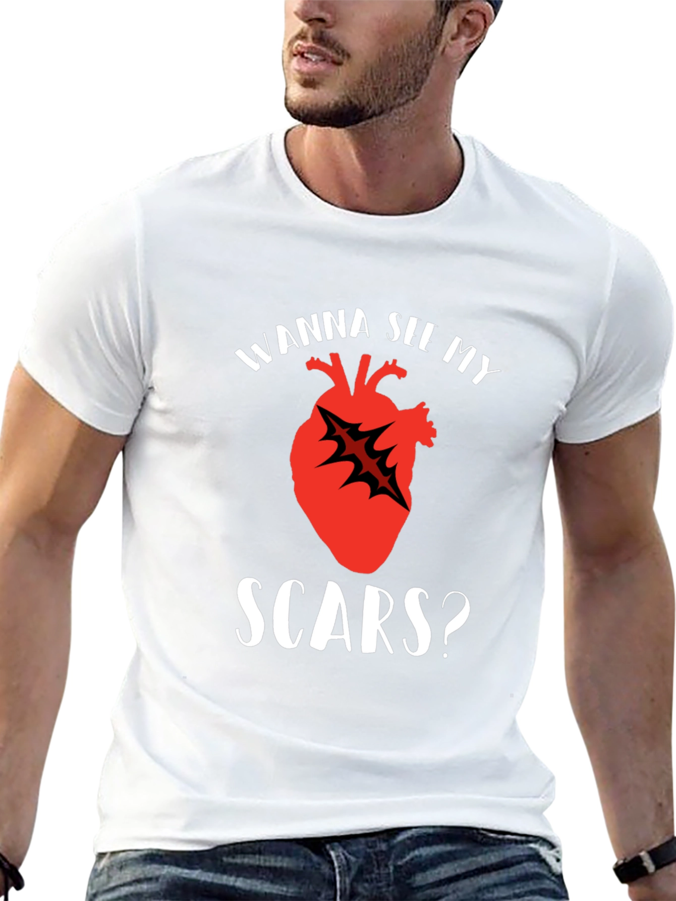 Wanna See My Scars Heart T-Shirt
