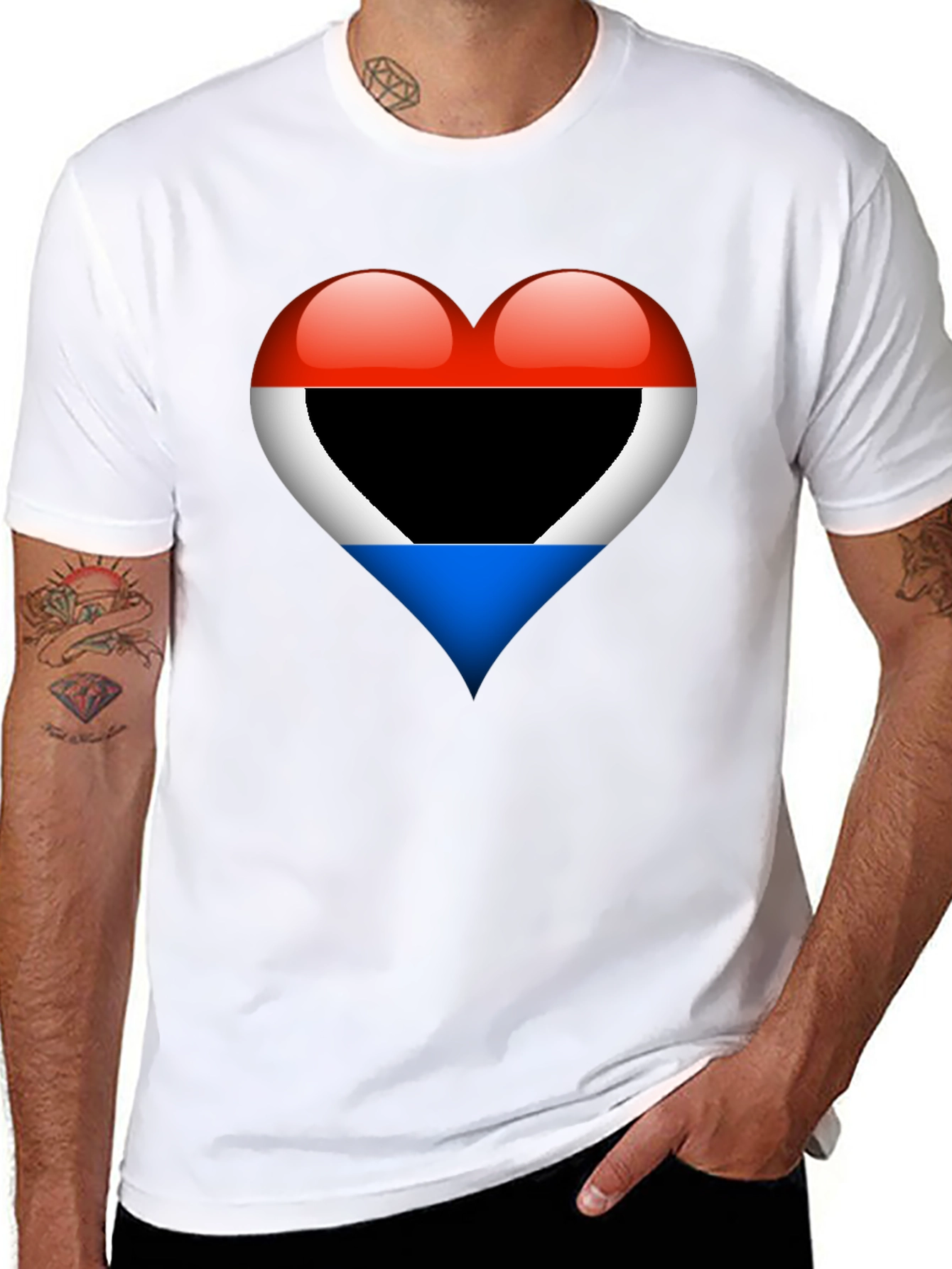 Heart Flag T-Shirt: Red White Blue Design