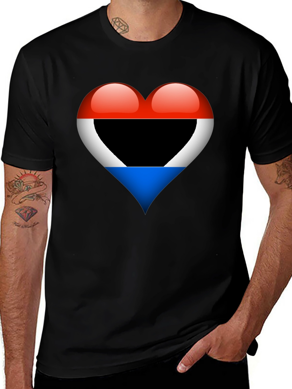 Heart Flag T-Shirt: Red White Blue Design