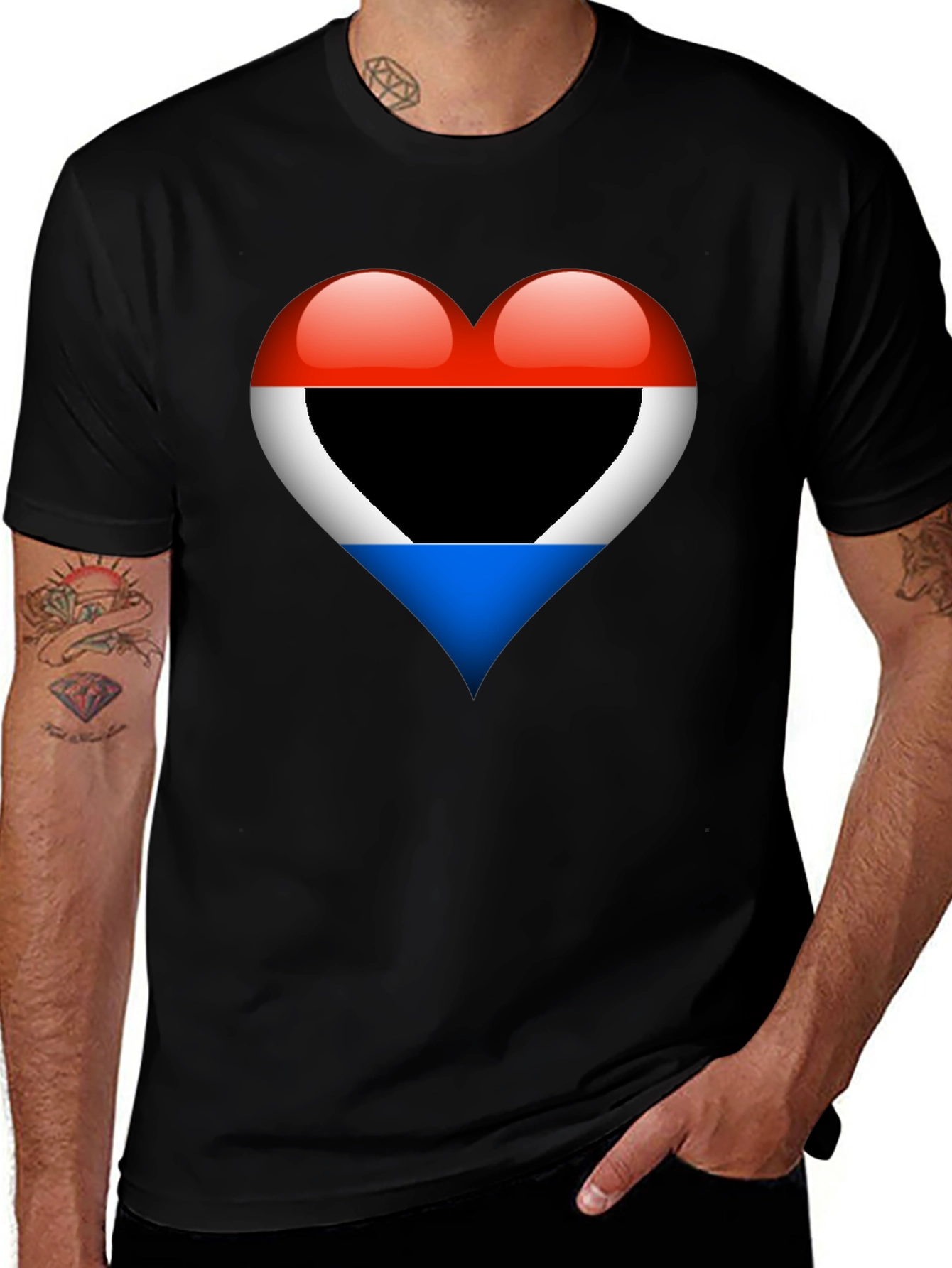 Heart Flag T-Shirt: Red White Blue Design