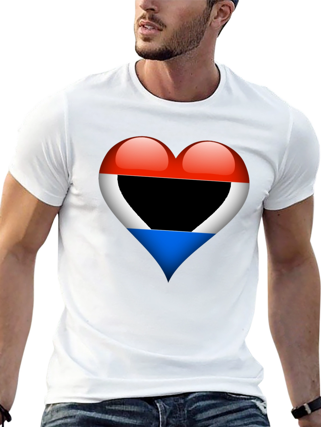 Heart Flag T-Shirt: Red White Blue Design