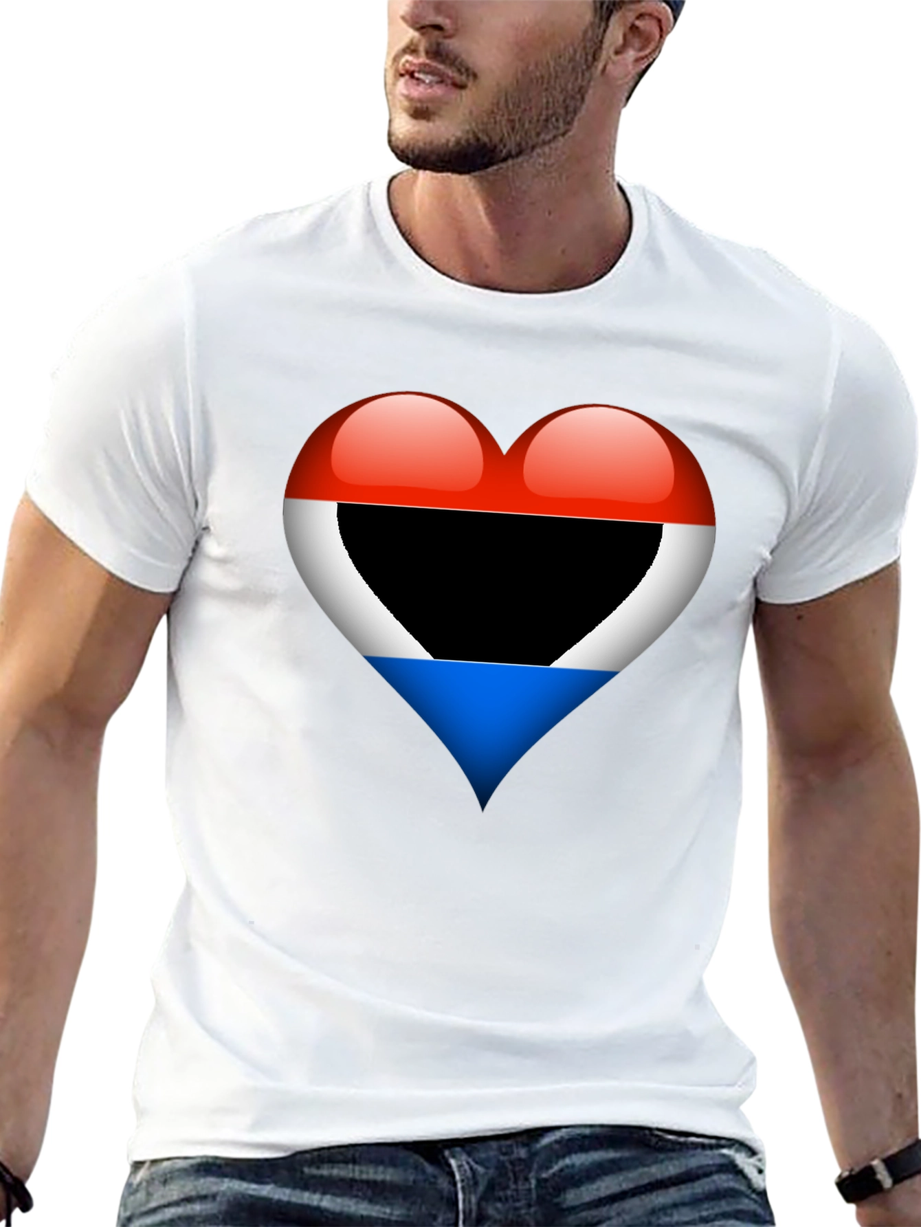 Heart Flag T-Shirt: Red White Blue Design