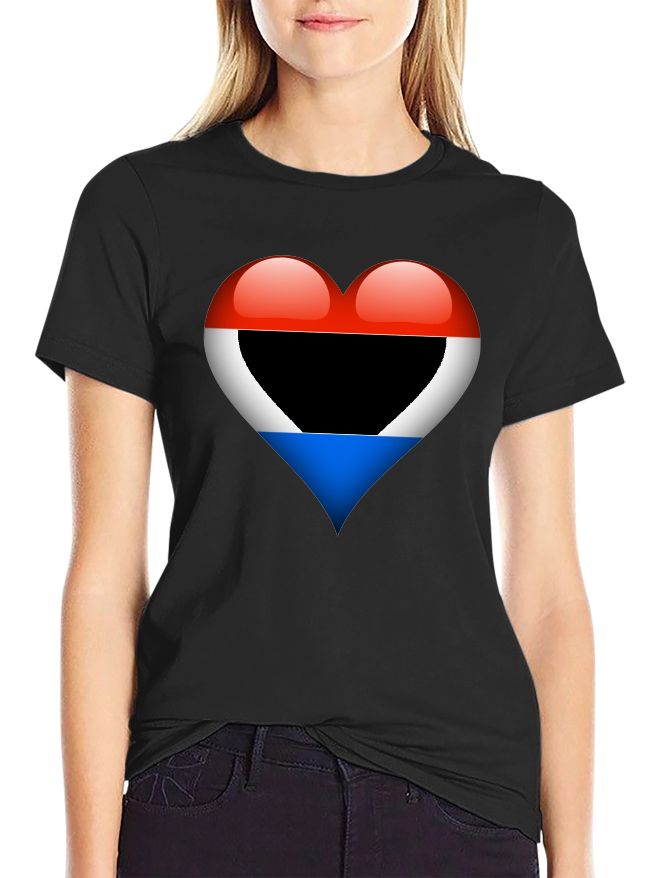 Heart Flag T-Shirt: Red White Blue Design