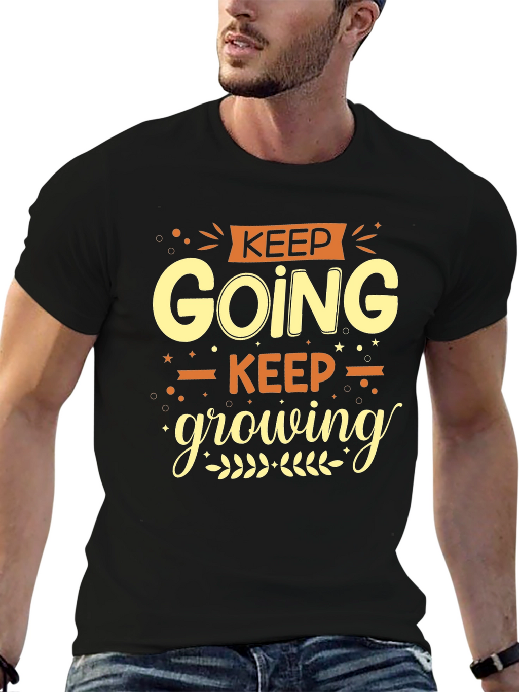 Keep Going Keep Growing Black Graphic Tee