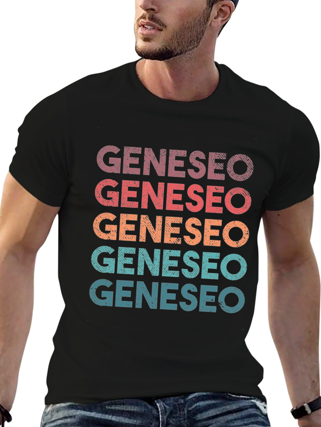 Geneseo Retro Stacked Text Graphic T-Shirt