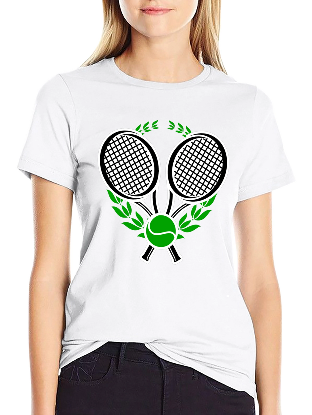 Tennis Racket & Ball Graphic Tee - Black