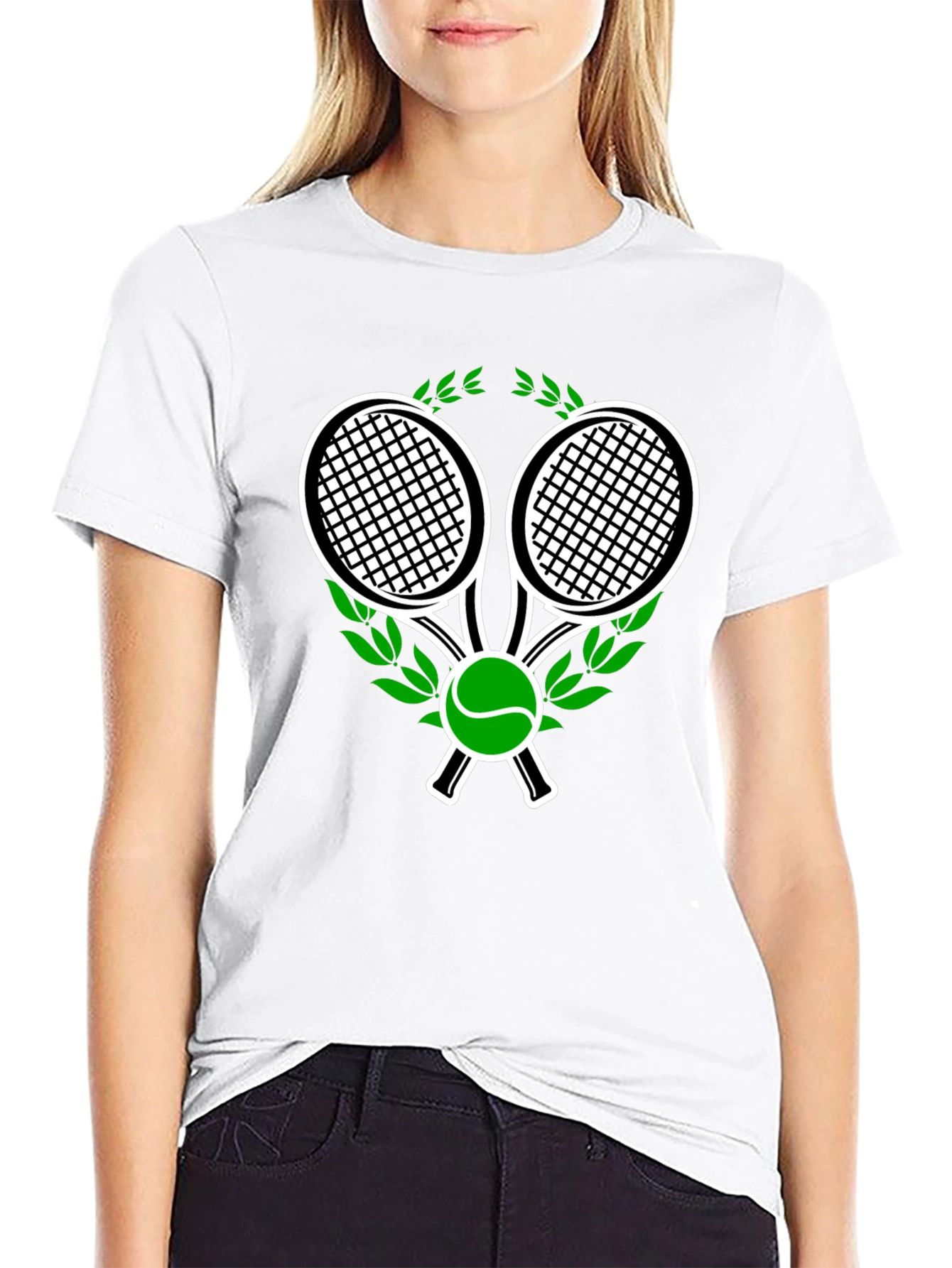 Tennis Racket & Ball Graphic Tee - Black