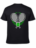 Tennis Racket & Ball Graphic Tee - Black