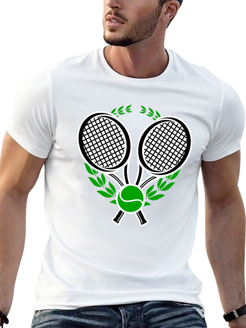 Tennis Racket & Ball Graphic Tee - Black