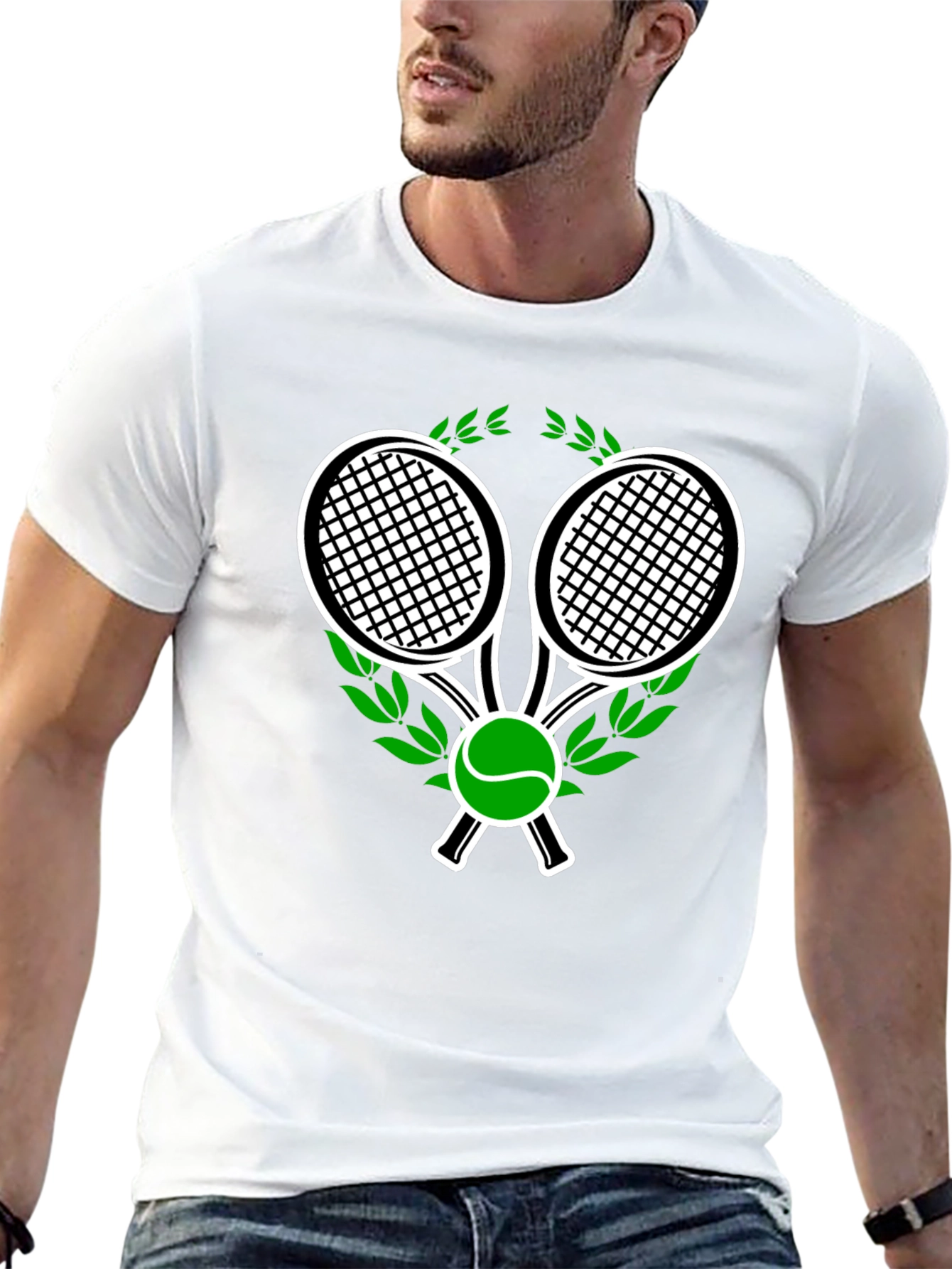Tennis Racket & Ball Graphic Tee - Black