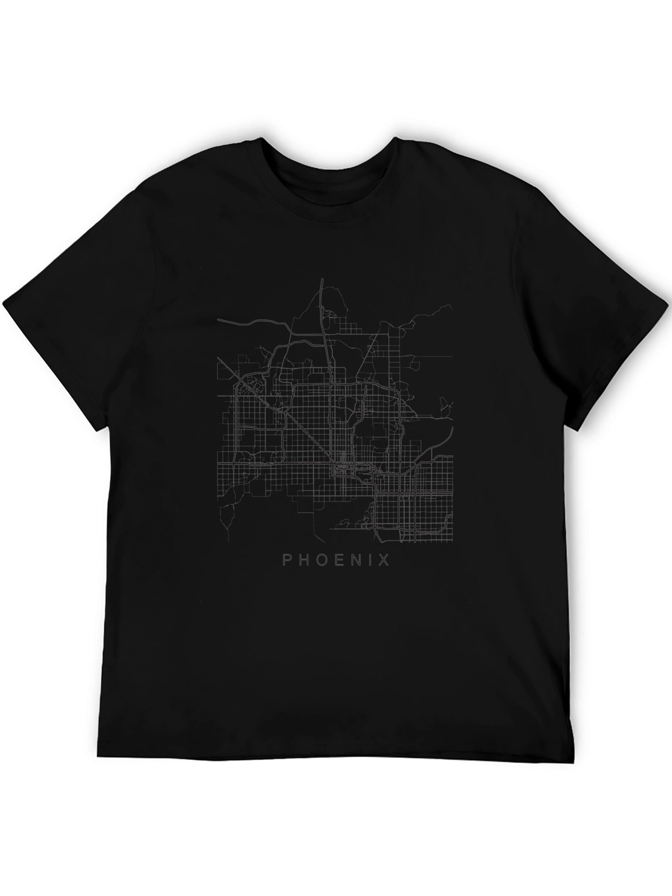Phoenix Arizona Map Graphic Tee - Soft Cotton Black T-Shirt