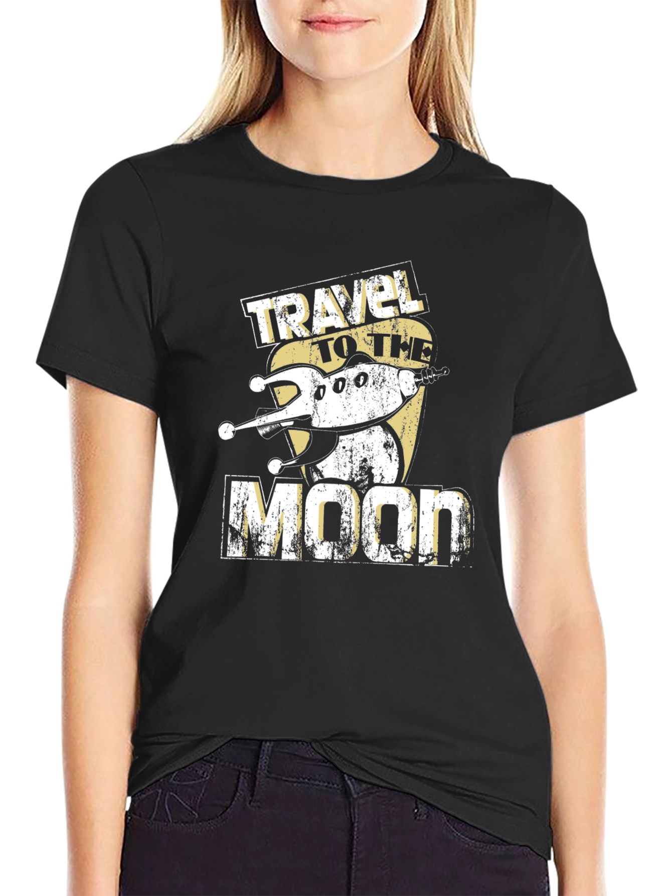 Travel to the Moon Graphic Tee - Retro Space Adventure