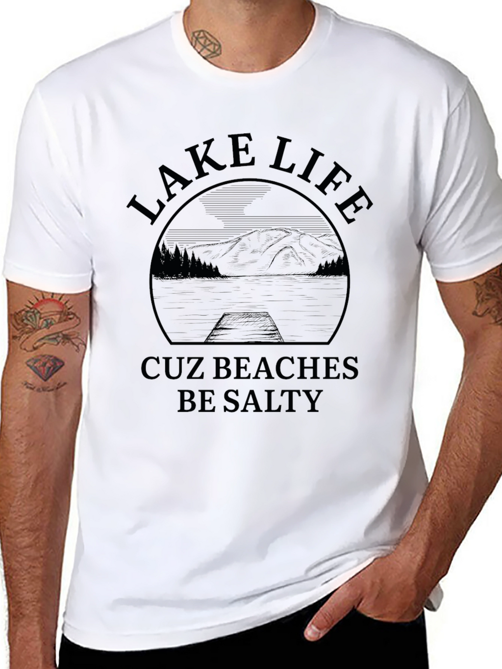 Lake Life Cuz Beaches Be Salty Graphic T-Shirt