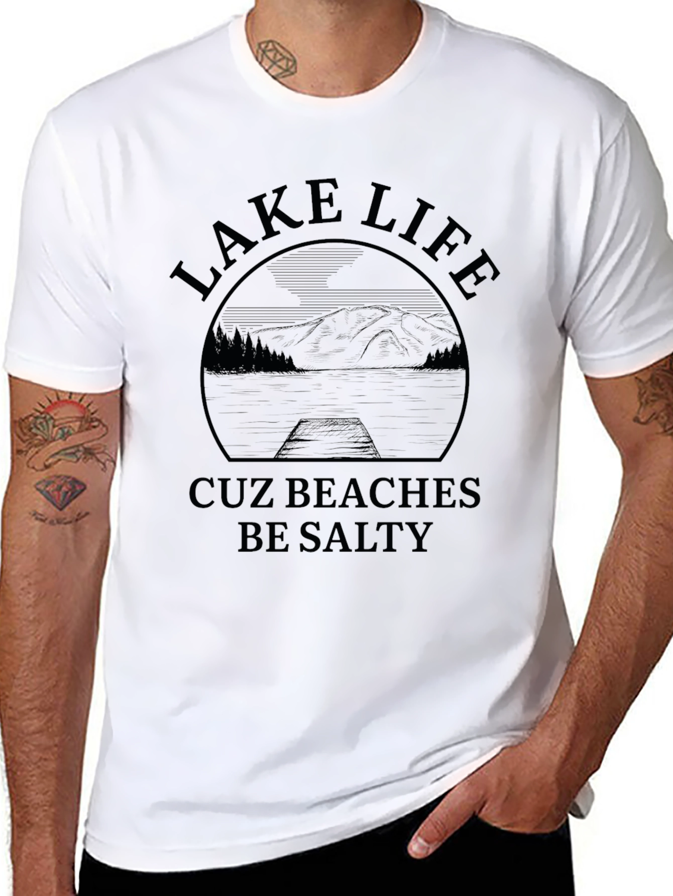 Lake Life Cuz Beaches Be Salty Graphic T-Shirt