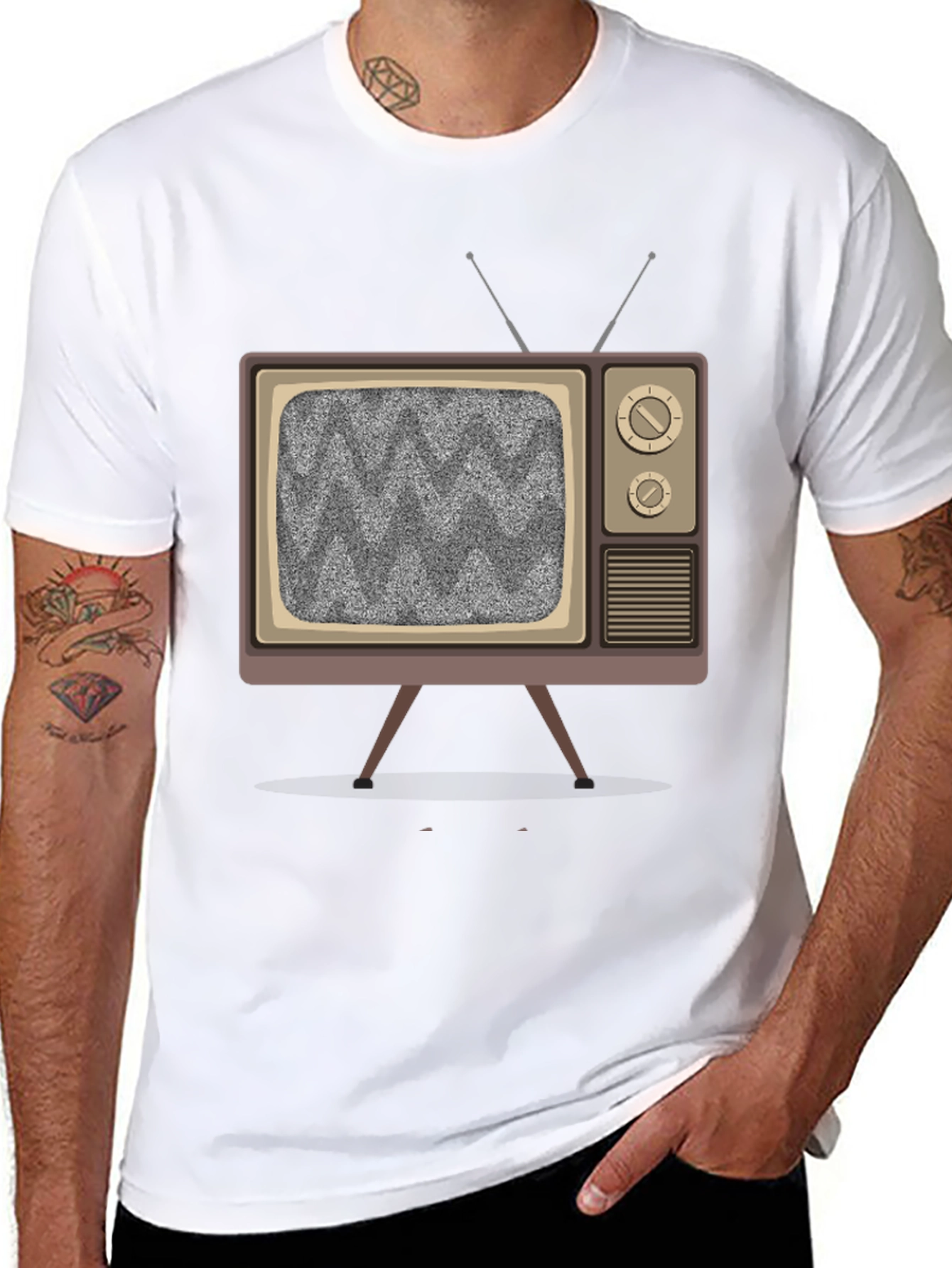 Retro TV Graphic Tee - Static Screen Design