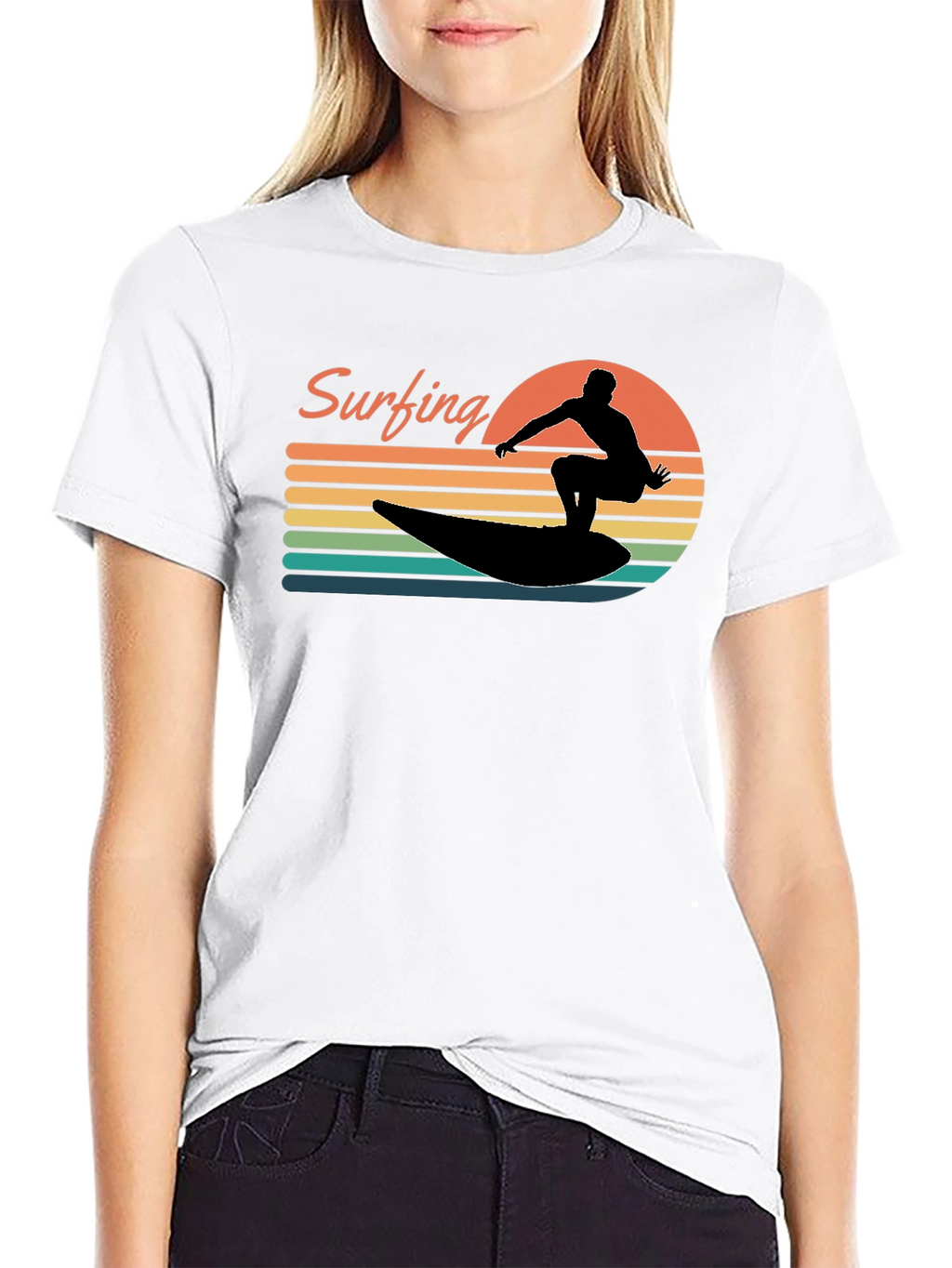 Retro Surfing Silhouette Graphic Tee