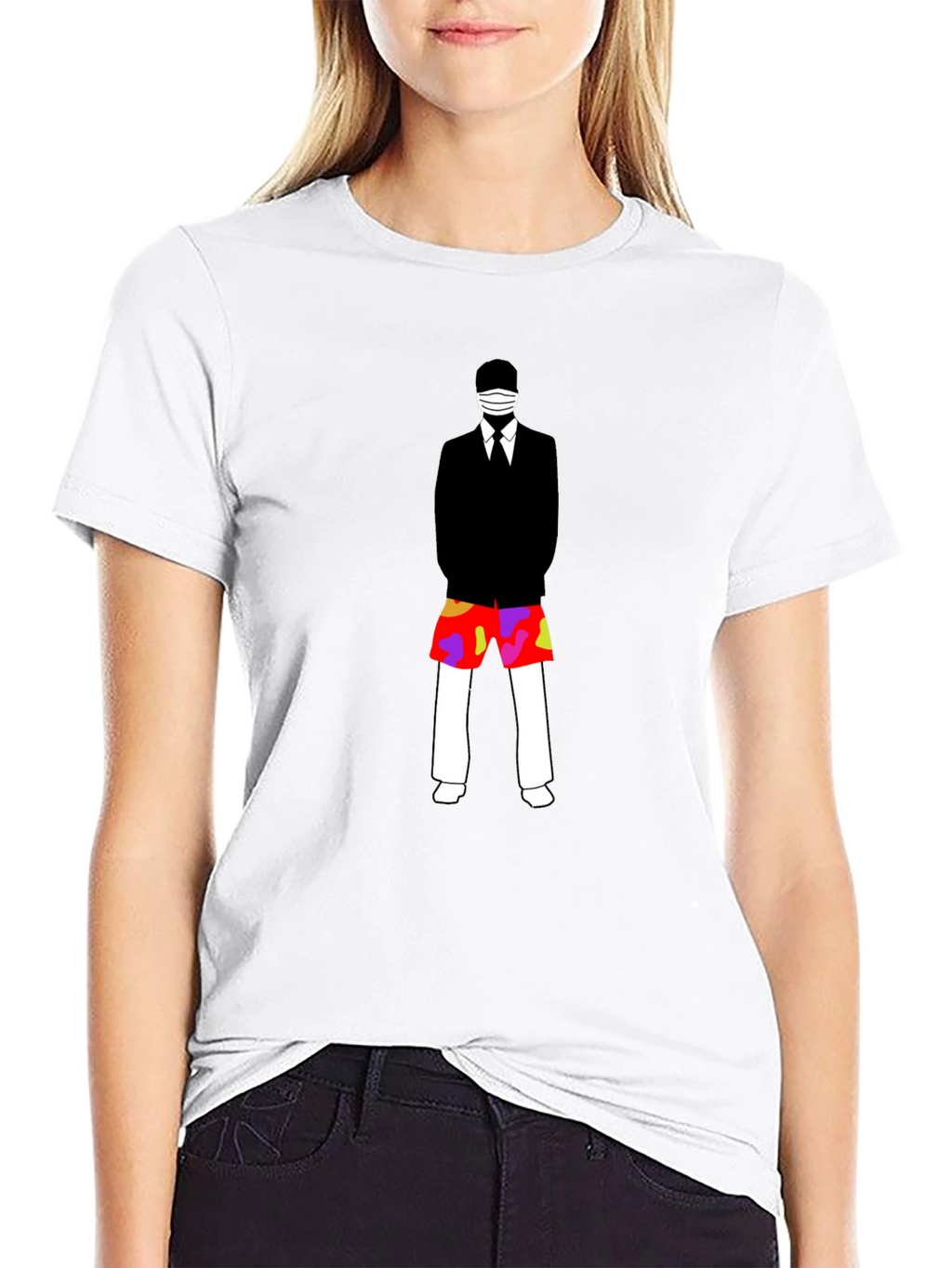 Masked Suit Man Summer Shorts Graphic T-Shirt