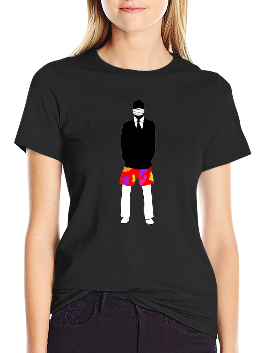 Masked Suit Man Summer Shorts Graphic T-Shirt