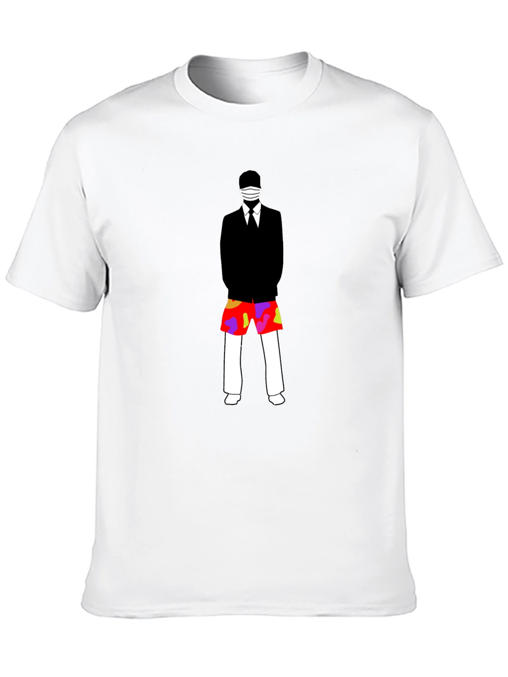 Masked Suit Man Summer Shorts Graphic T-Shirt