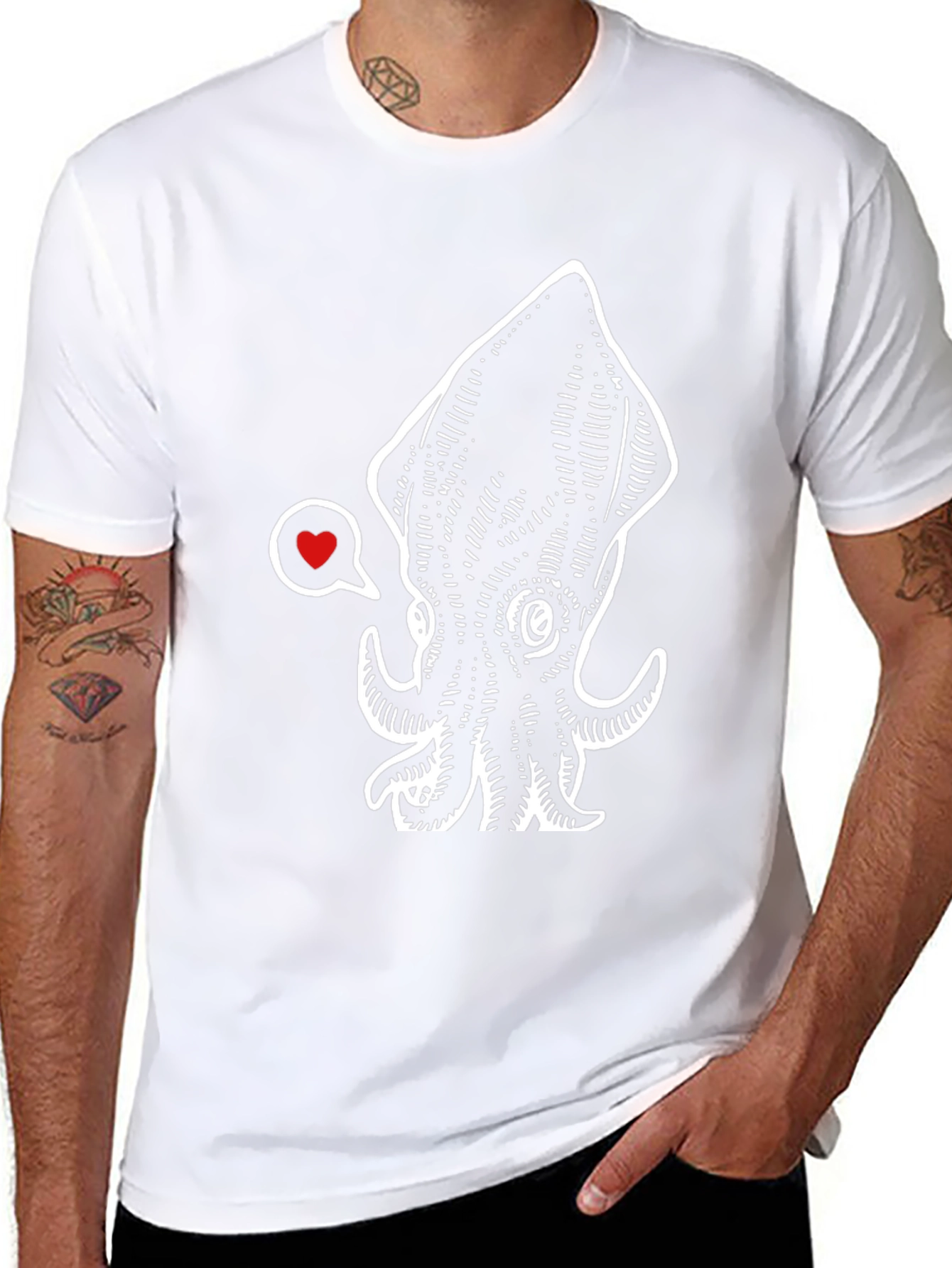 Squid Love Graphic Tee - Stylish Black Cotton T-Shirt