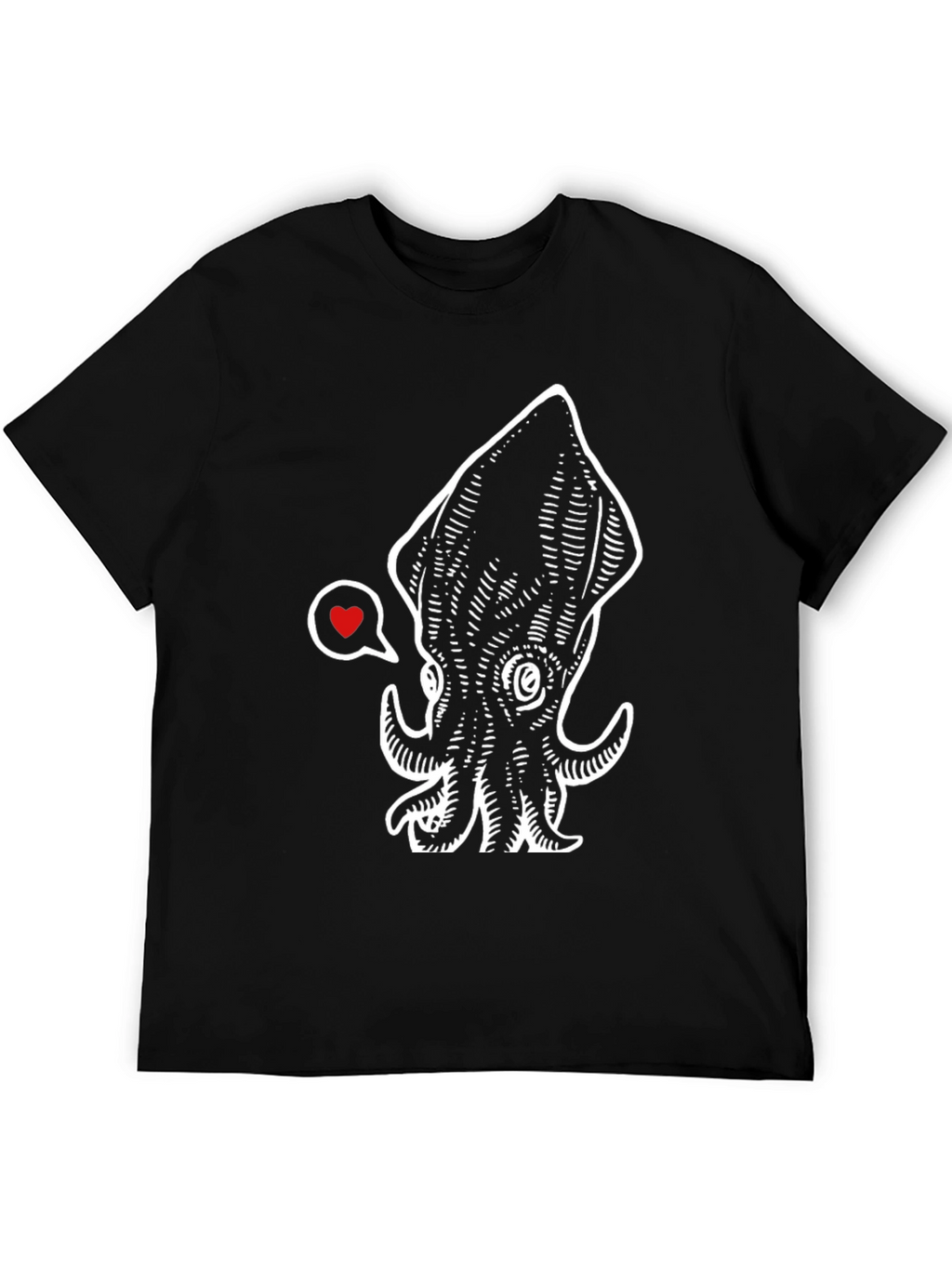 Squid Love Graphic Tee - Stylish Black Cotton T-Shirt