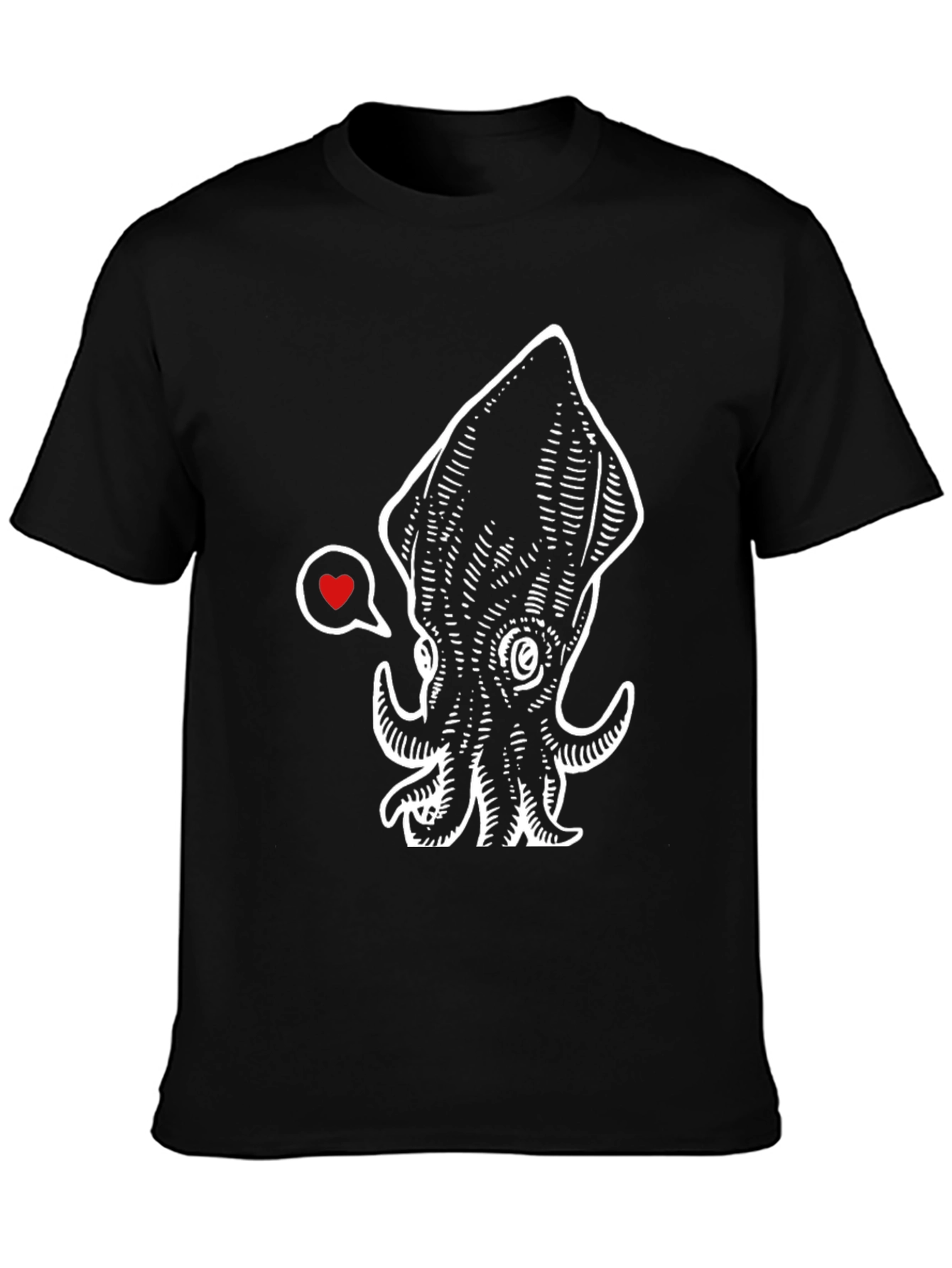 Squid Love Graphic Tee - Stylish Black Cotton T-Shirt