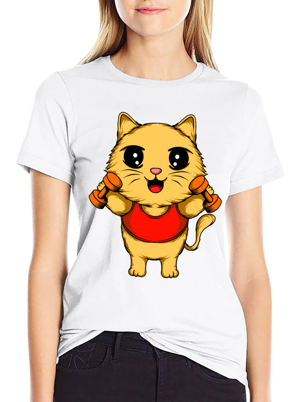 Funny Cat Gym T-Shirt - Workout Kitten Tee